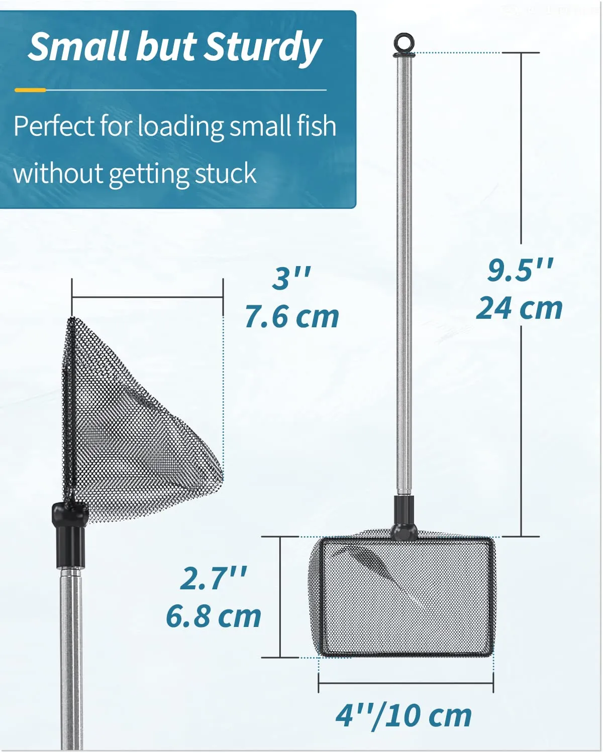 Pawfly Retino Acquario 10 cm Maglie Fini Manico Telescopico