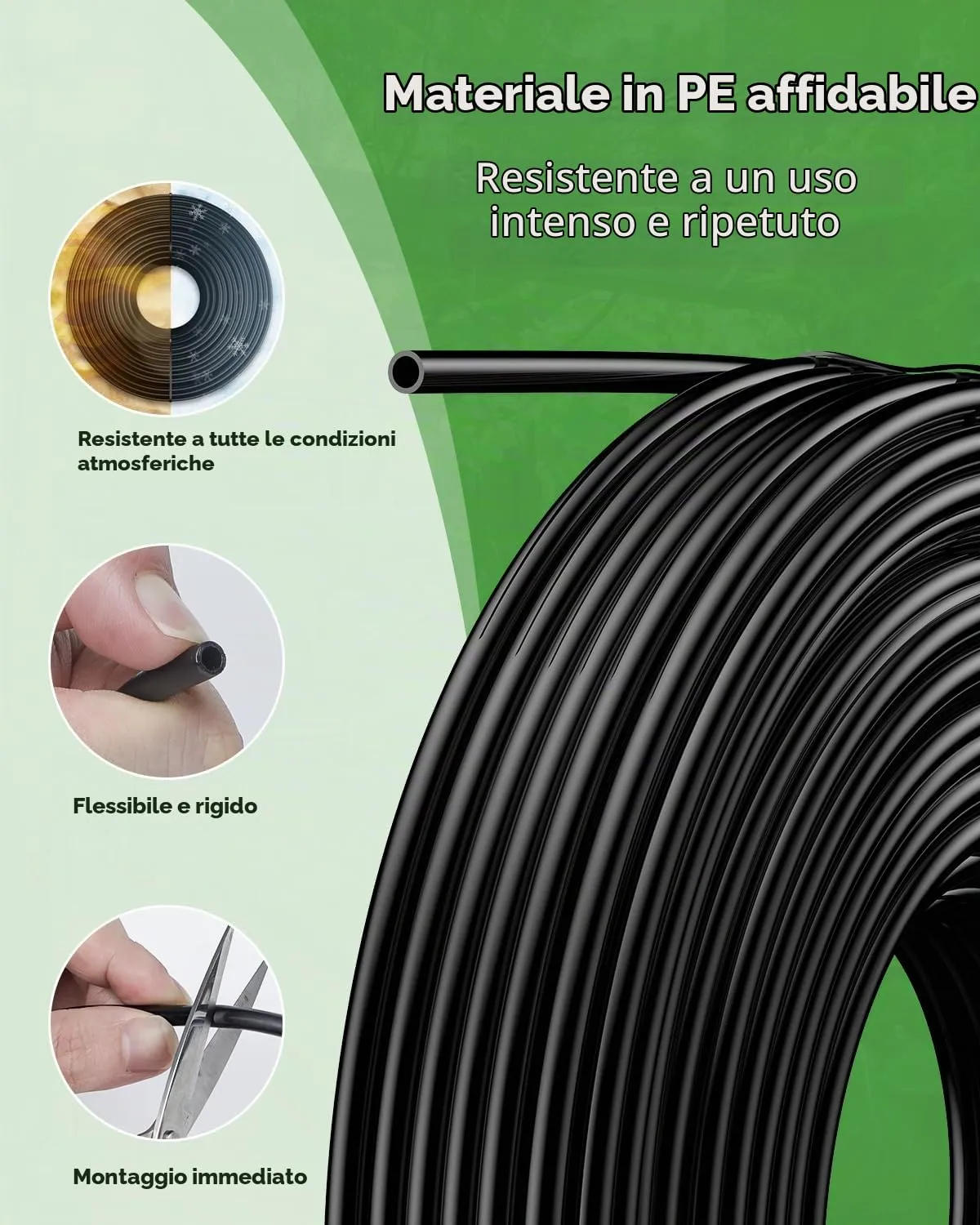 Pawfly Tubo Irrigazione a Goccia 61m 4x6mm in PE Nero Micro