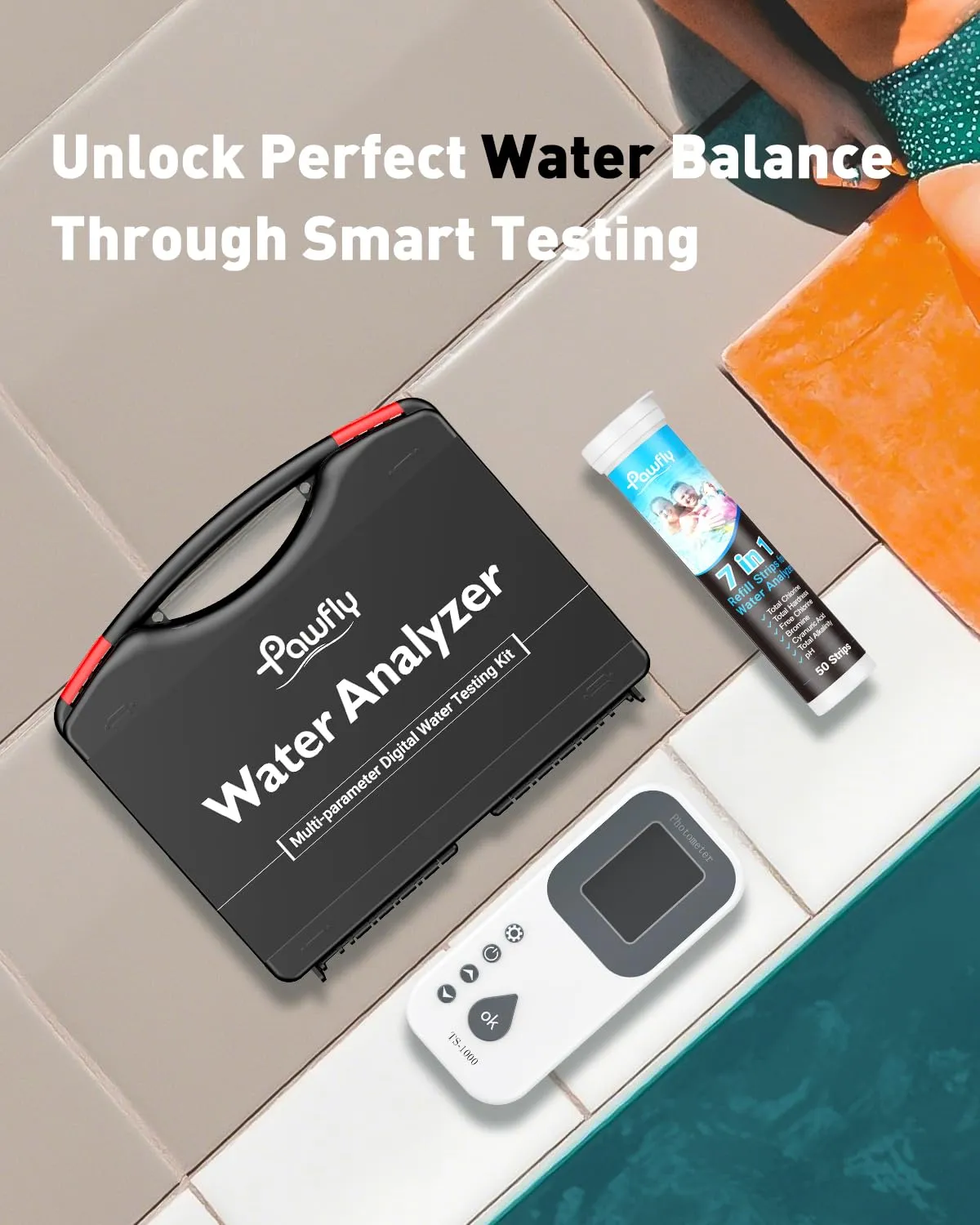 Pawfly kit test acqua digitale 7 in 1 50 strisce