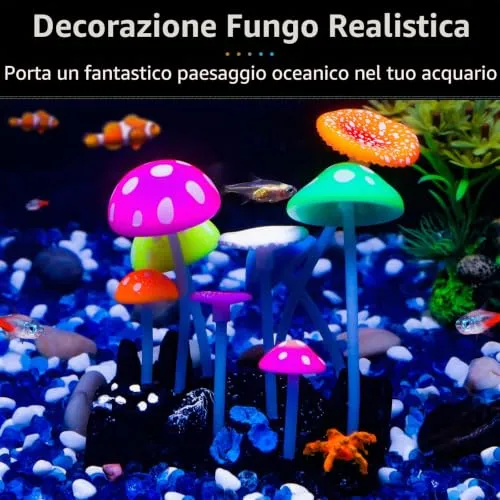 Pawfly fungo decorazione acquario silicone 11 cm fluorescente