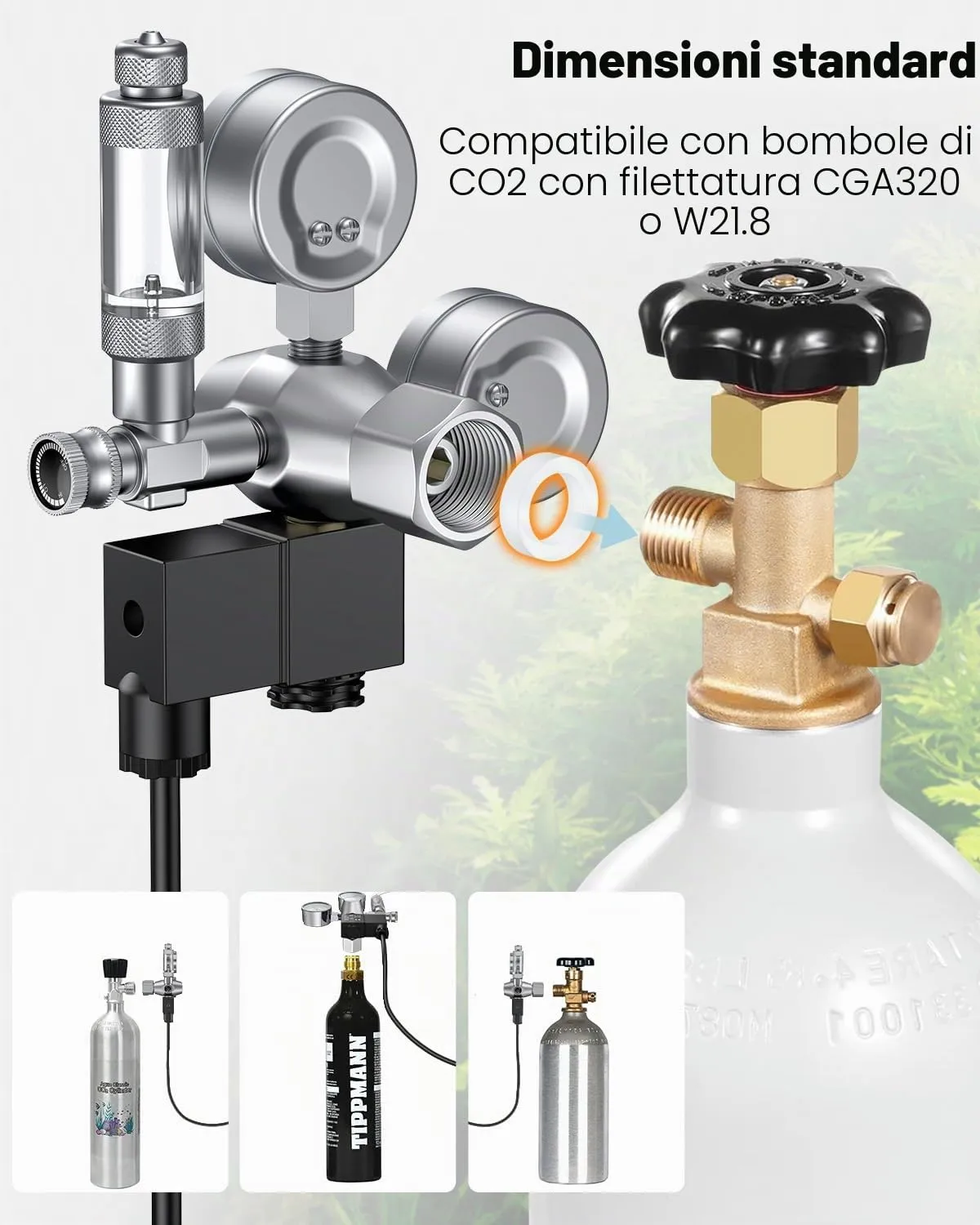 Pawfly Regolatore CO2 doppio manometro elettrovalvola acquario