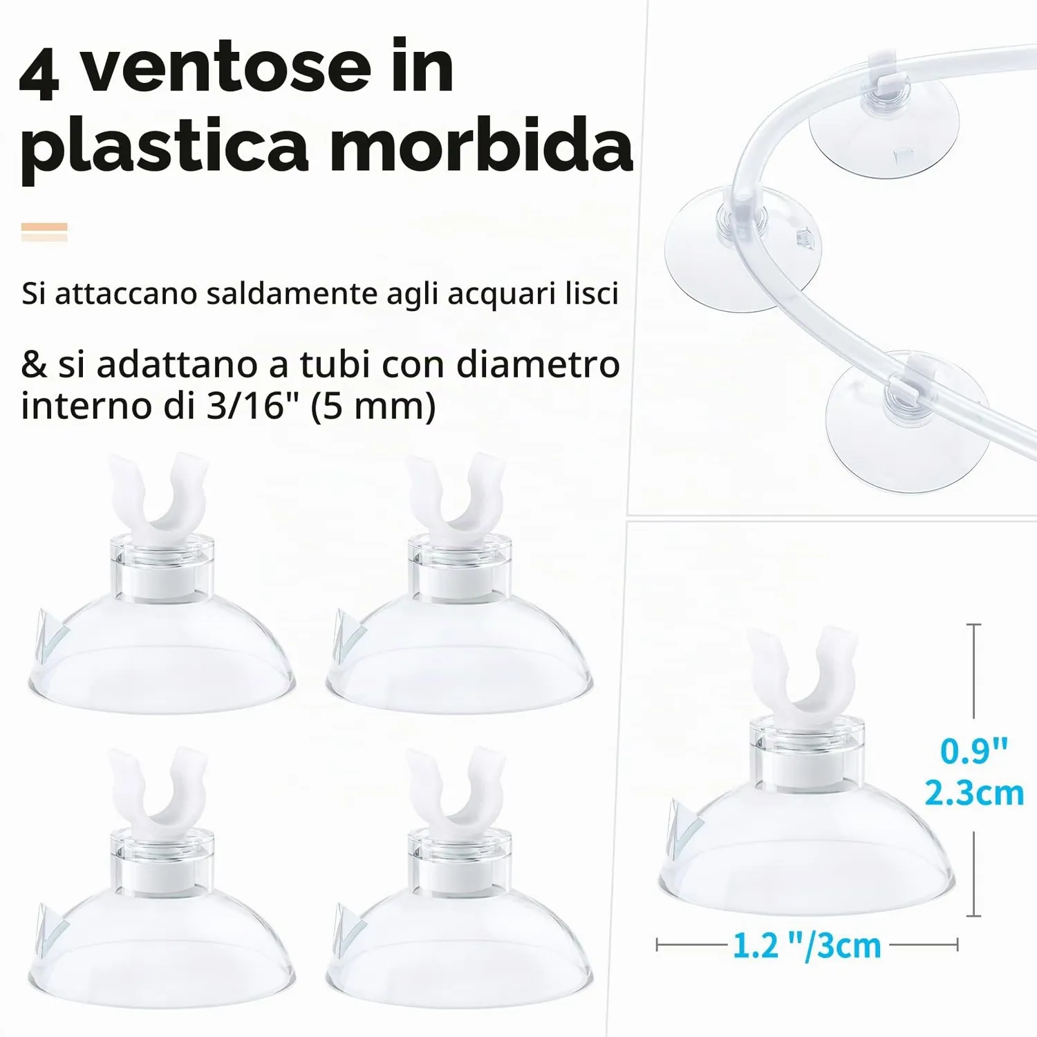 Pawfly tubo aria acquario trasparente 2 m kit aerazione