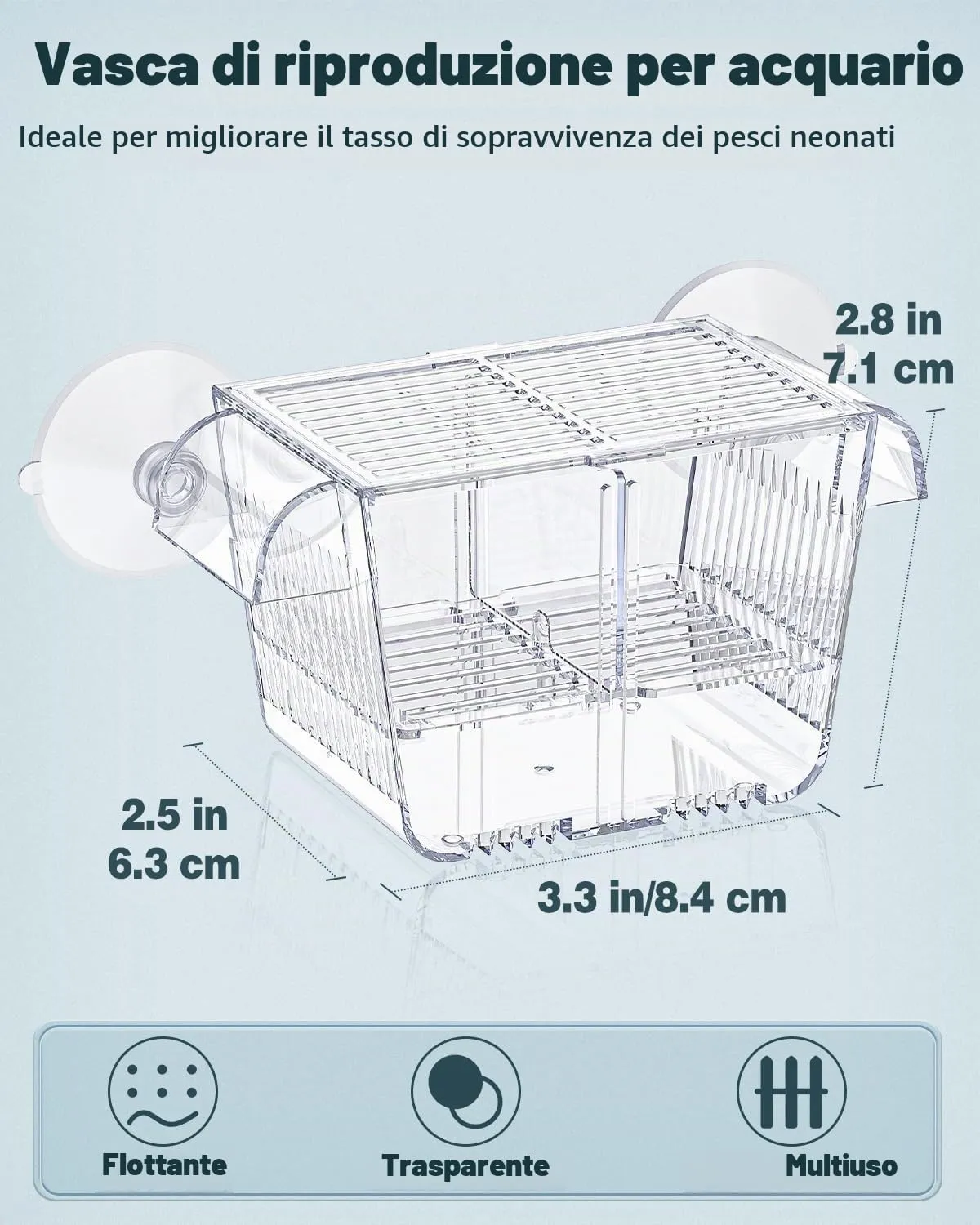 Pawfly Scatola Allevamento Pesci S 8,4 cm Acrilico Galleggiante