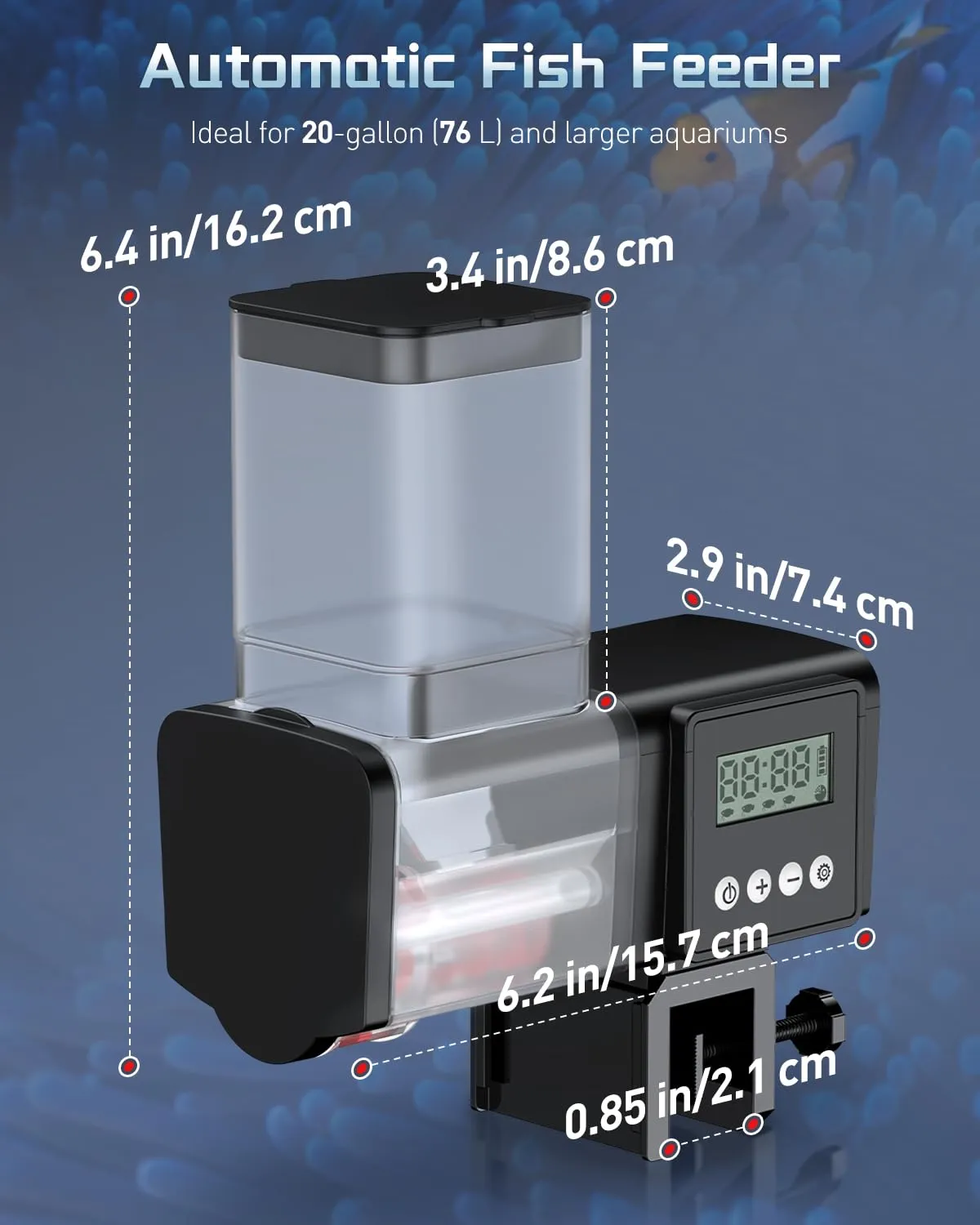 Pawfly mangiatoia automatica pesci timer 200-450 ml batteria