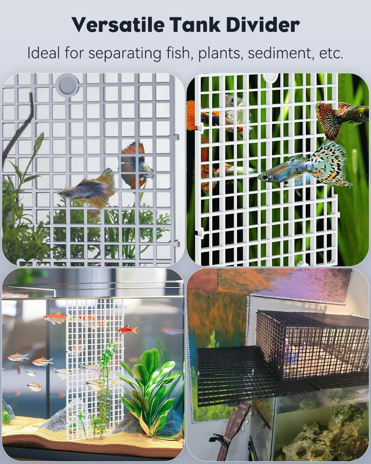 Pawfly Griglia Divisoria Acquario Plastica Bianca 4 Pezzi