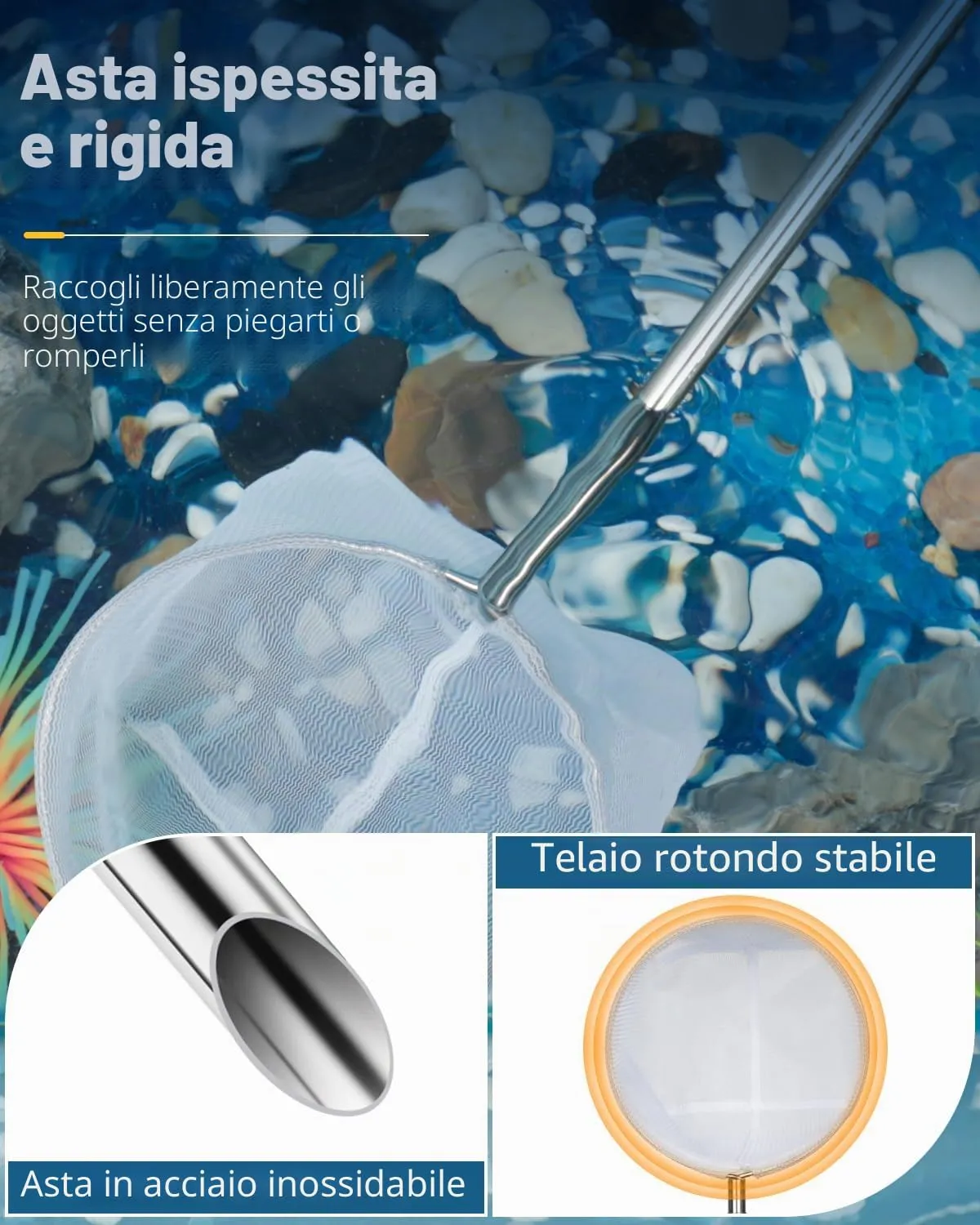 Pawfly Retino Acquario 10 cm Manico Telescopico Nylon