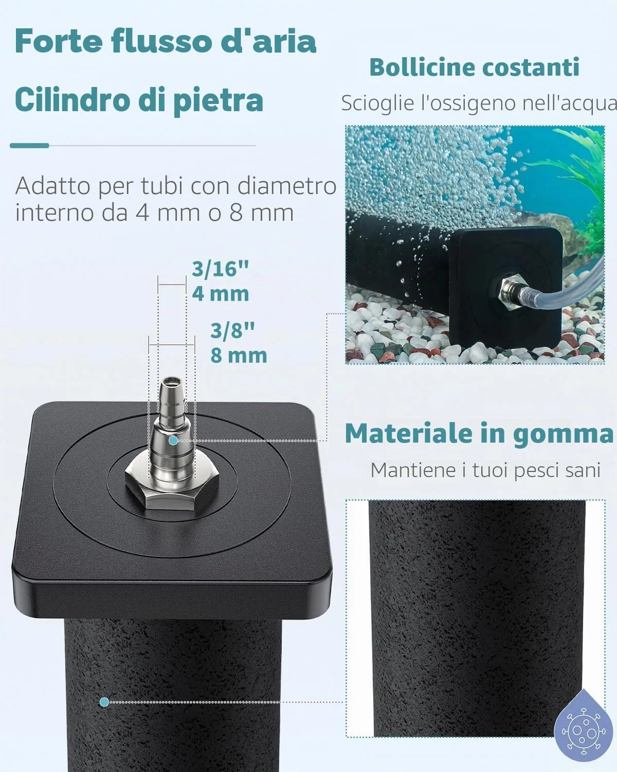 Pawfly Pietra Porosa Cilindro 30 cm in Gomma per Laghetti