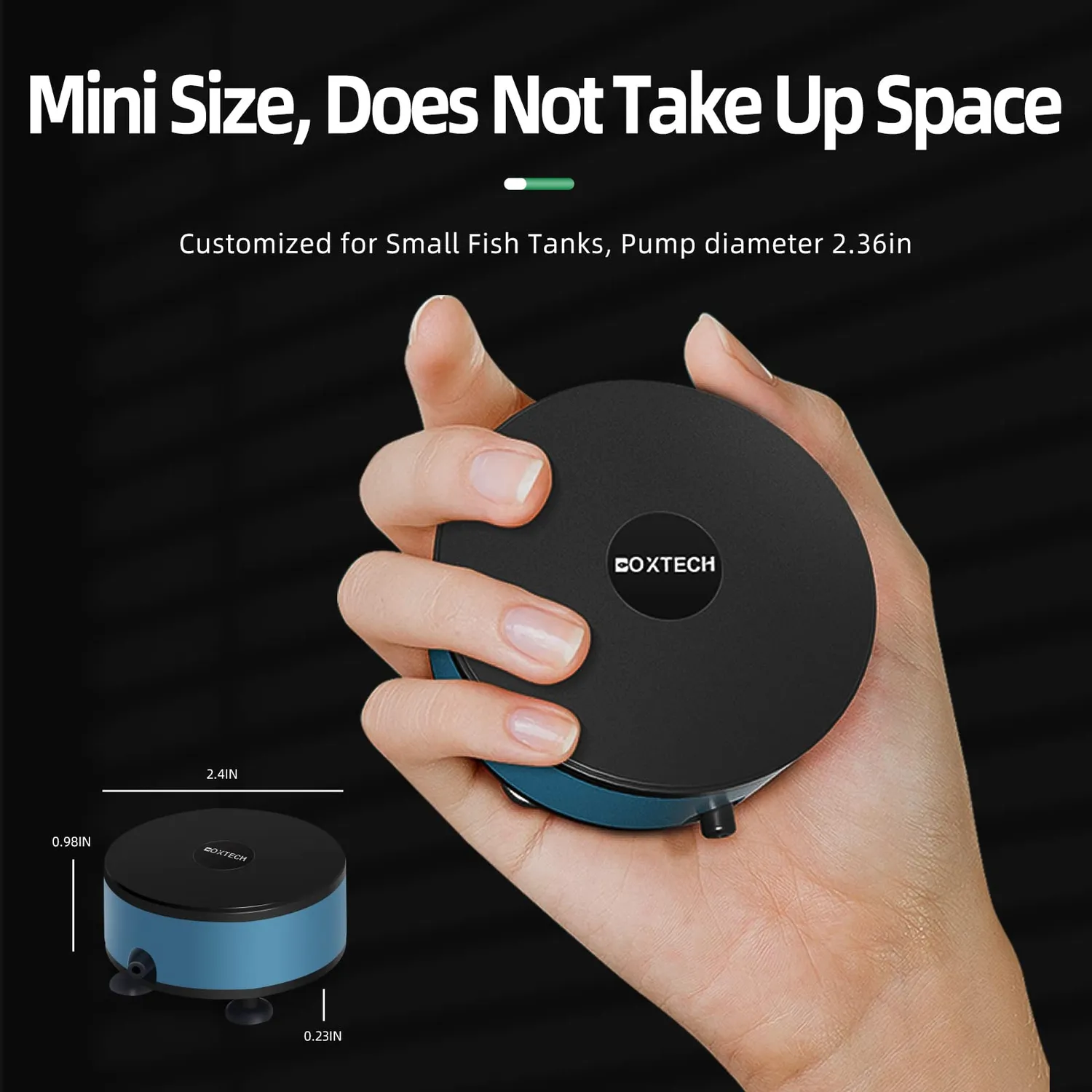 Boxtech pompa aria acquario USB nano 7-30L con pietra
