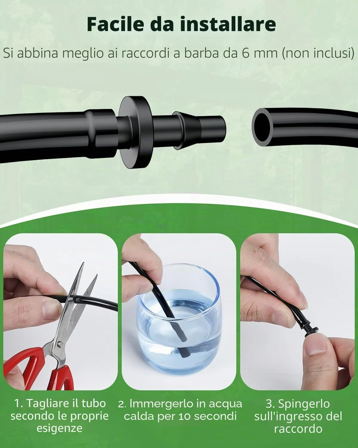 Pawfly tubo irrigazione 61 m 4-6 mm PVC nero
