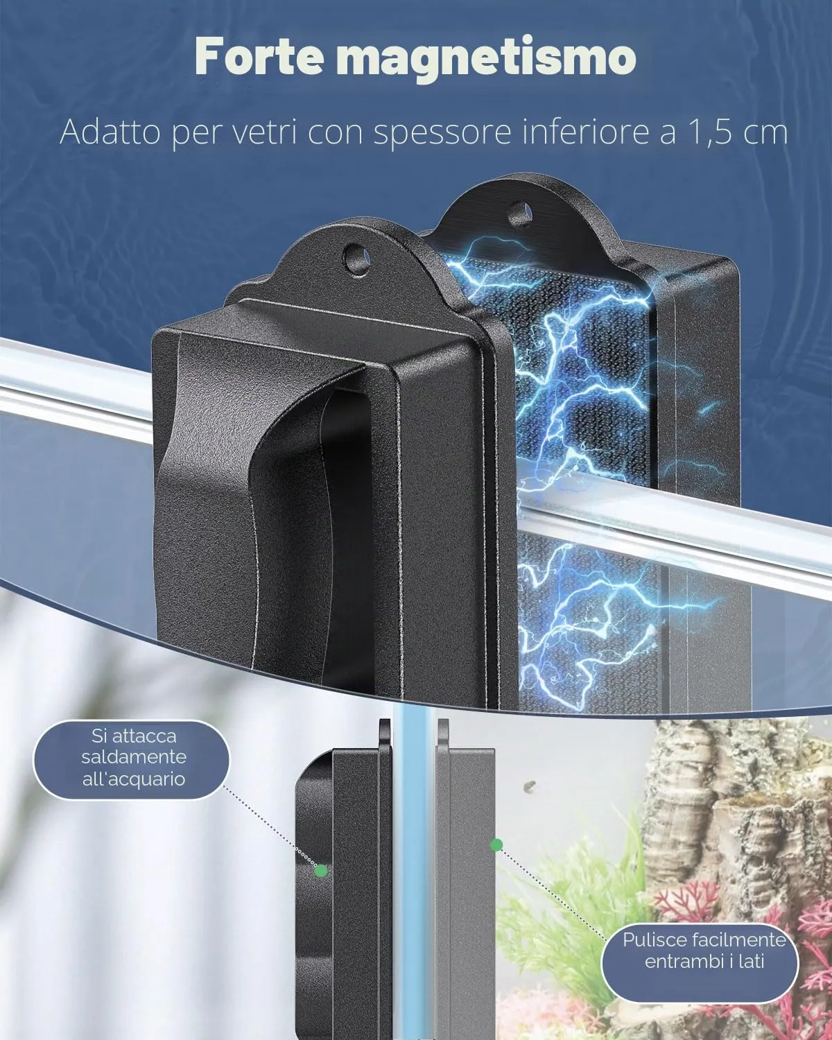 Pawfly Spazzola Magnetica Acquario 10 cm Vetro 1,5 cm