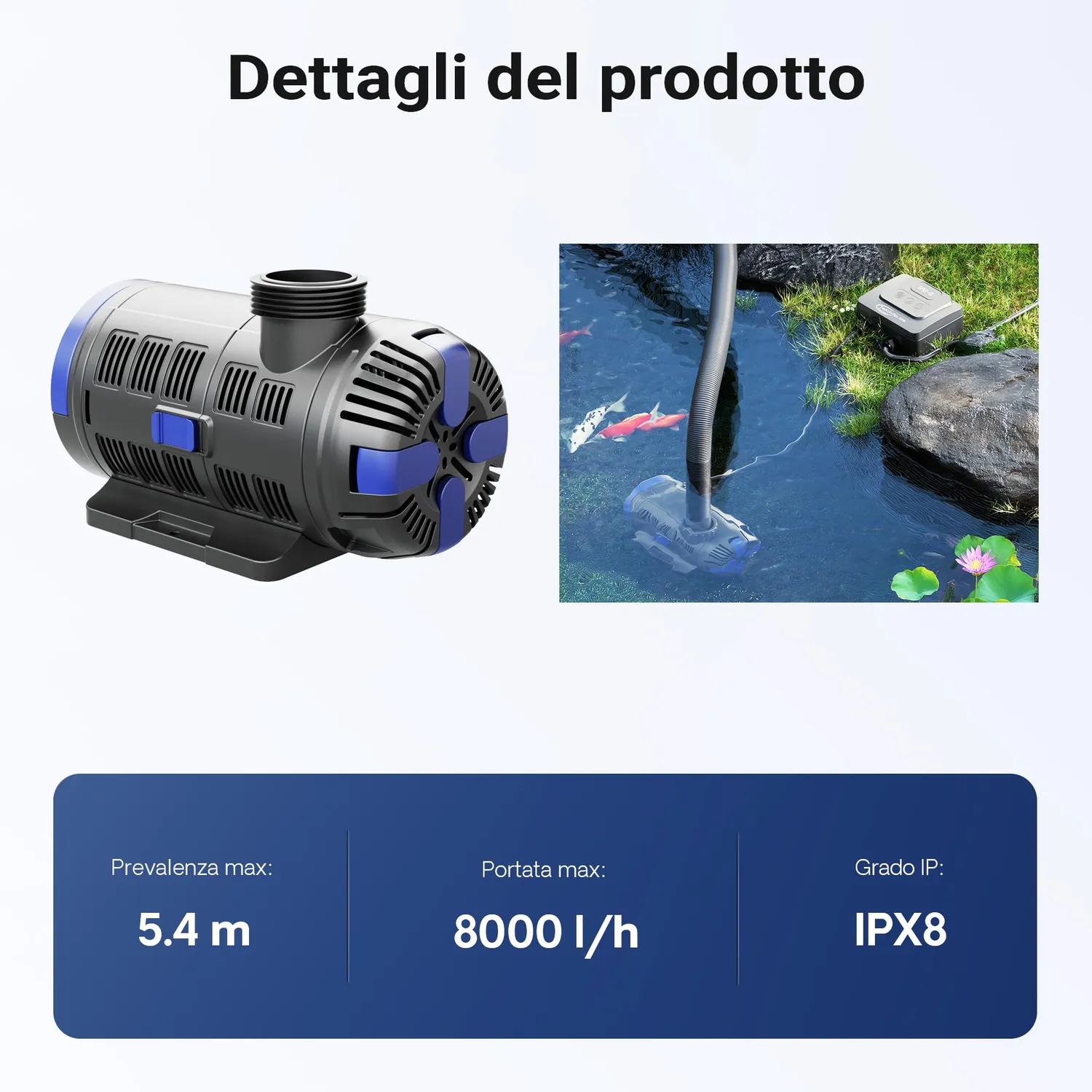 SunSun CET-8000 SuperECO Pompa Laghetto 8000 l/h 80W Regolabile