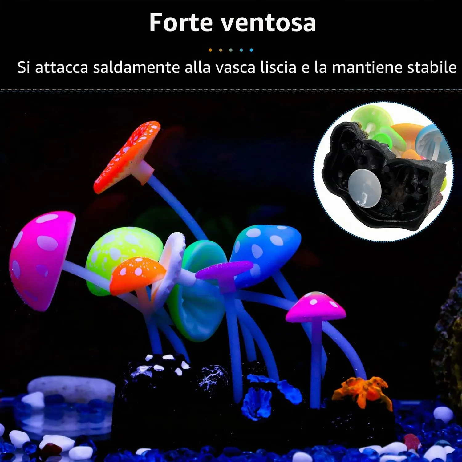 Pawfly fungo decorazione acquario silicone 11 cm fluorescente
