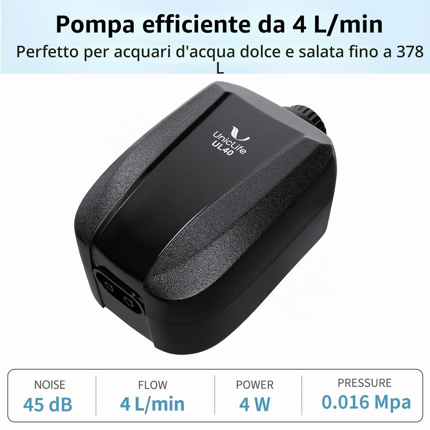 Pawfly Aeratore acquario 4 l/min doppia uscita regolabile kit