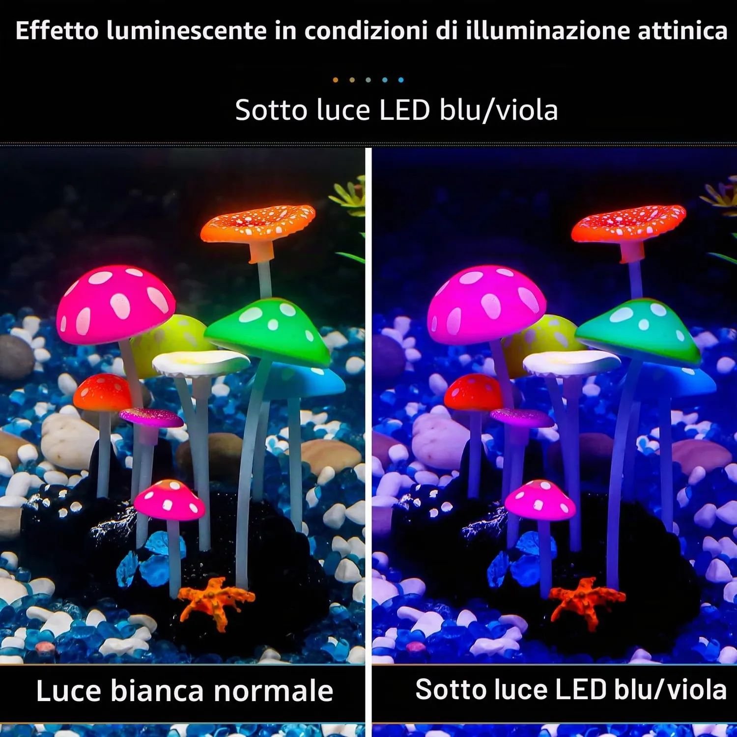 Pawfly fungo decorazione acquario silicone 11 cm fluorescente