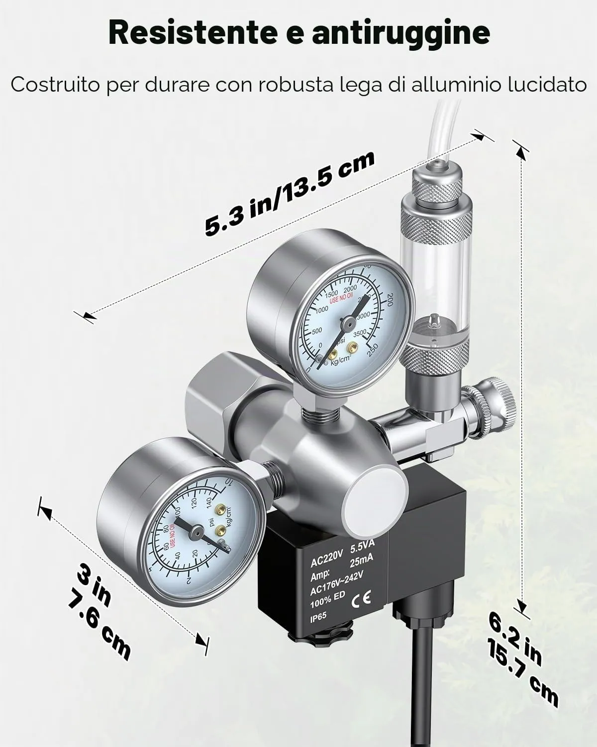 Pawfly Regolatore CO2 doppio manometro elettrovalvola acquario