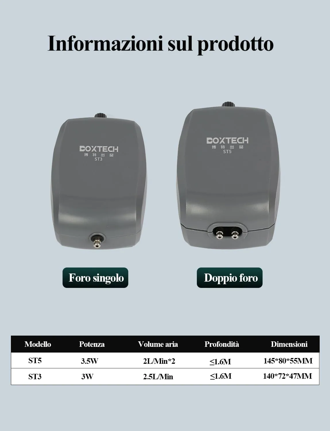 Boxtech Aeratore Acquario 3,5W Doppia Uscita con Accessori