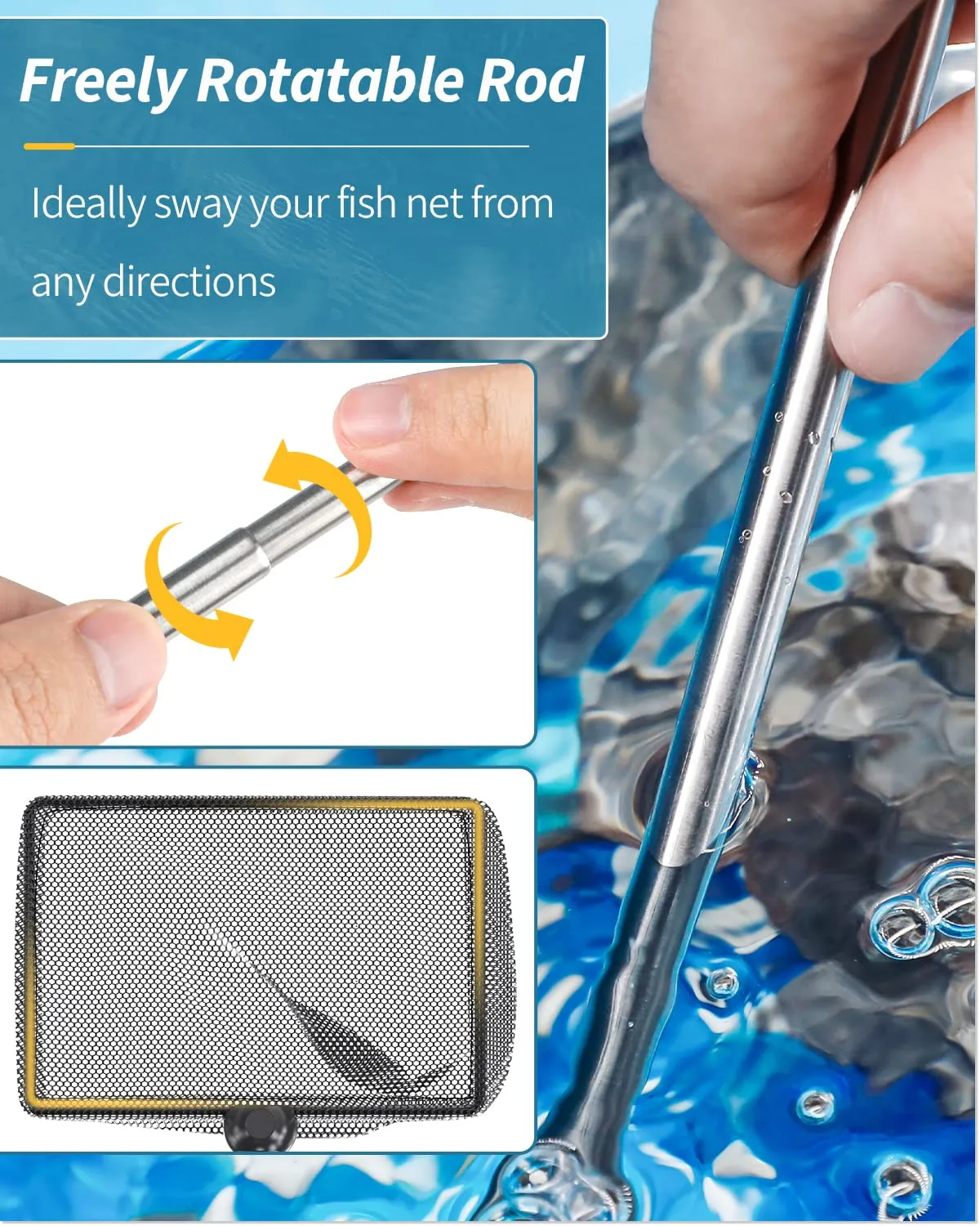 Pawfly Retino Acquario 10 cm Maglie Fini Manico Telescopico