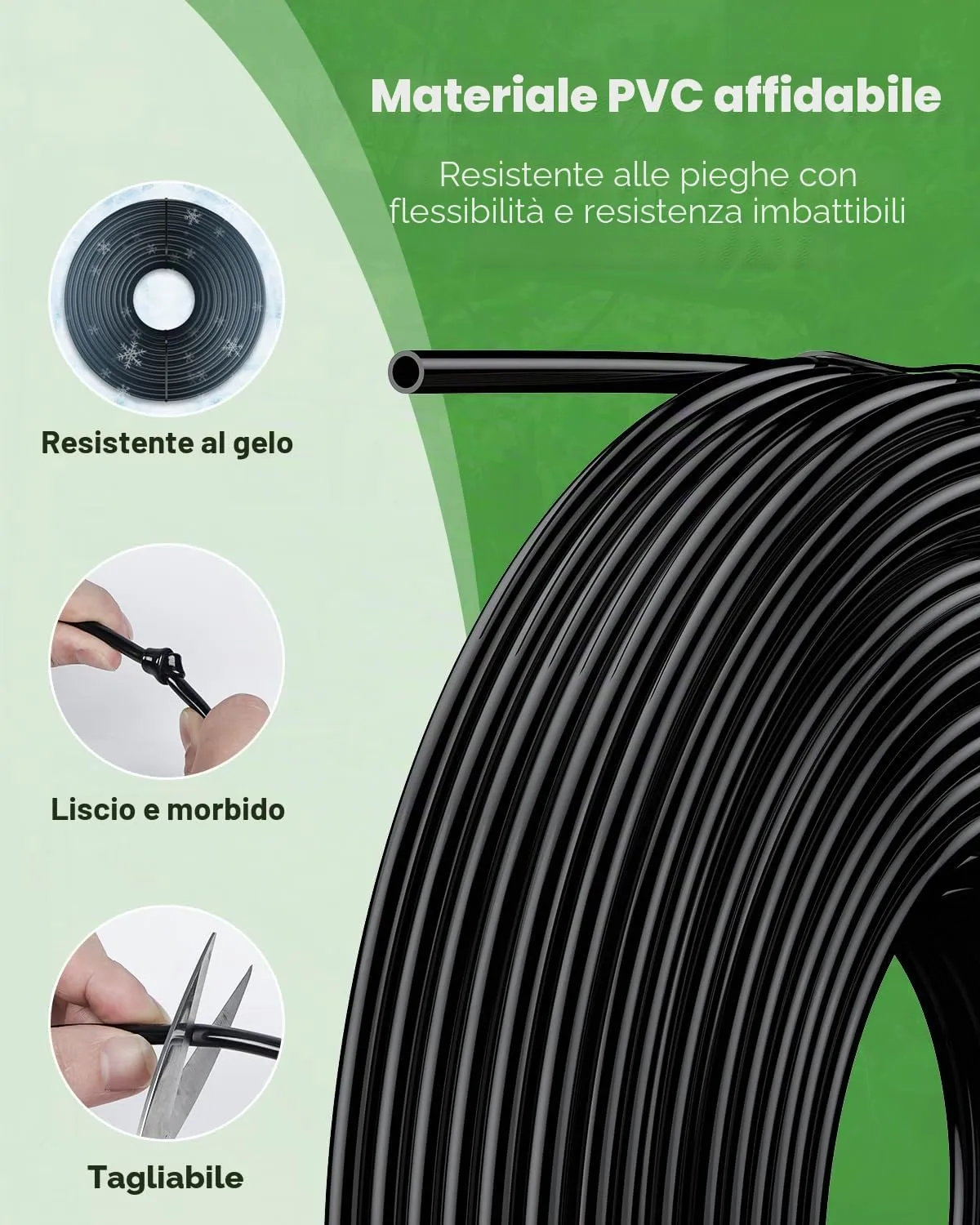 Pawfly tubo irrigazione 61 m 4-6 mm PVC nero