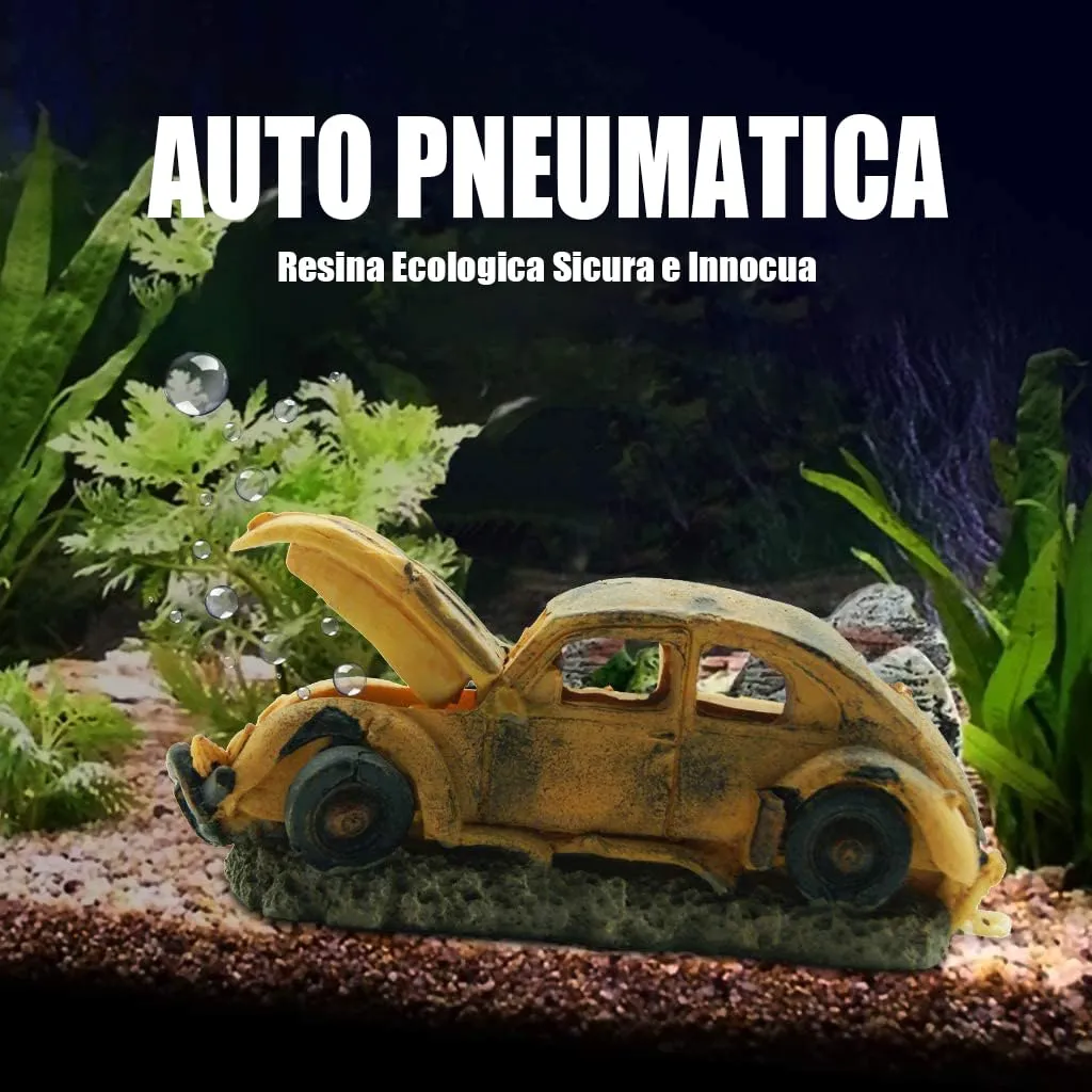 boxtech auto relitto decorazione acquario resina 16 cm