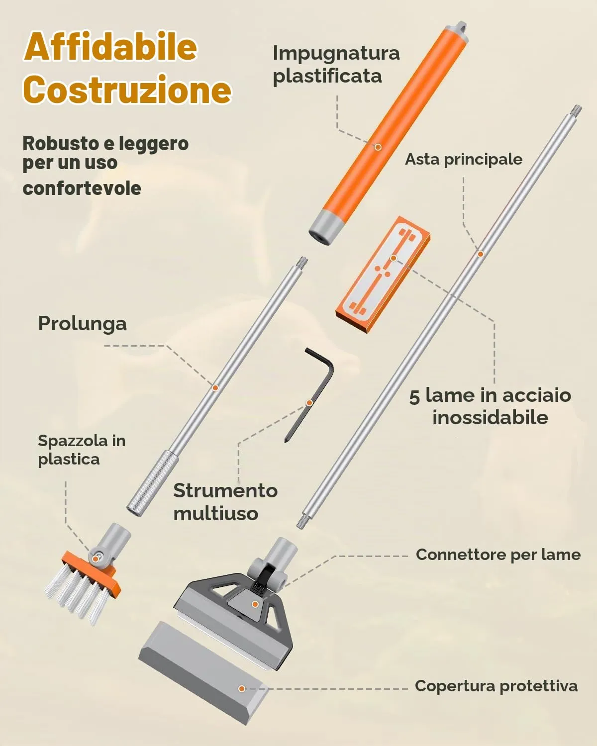 Pawfly raschietto alghe acquario 2 in 1 Standard lame