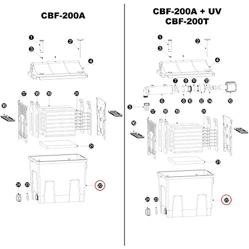 SunSun CBF-200 Vaschetta Portafiltro Ricambio Originale Biofiltro