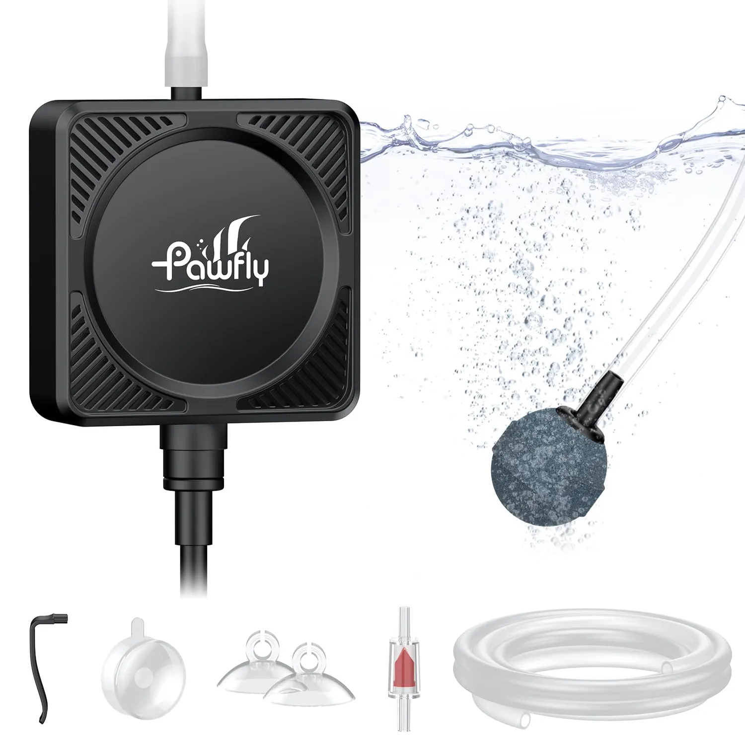 Pawfly Pompa Aria Acquario 450ml/min Kit con Filtro 60L Silenziosa