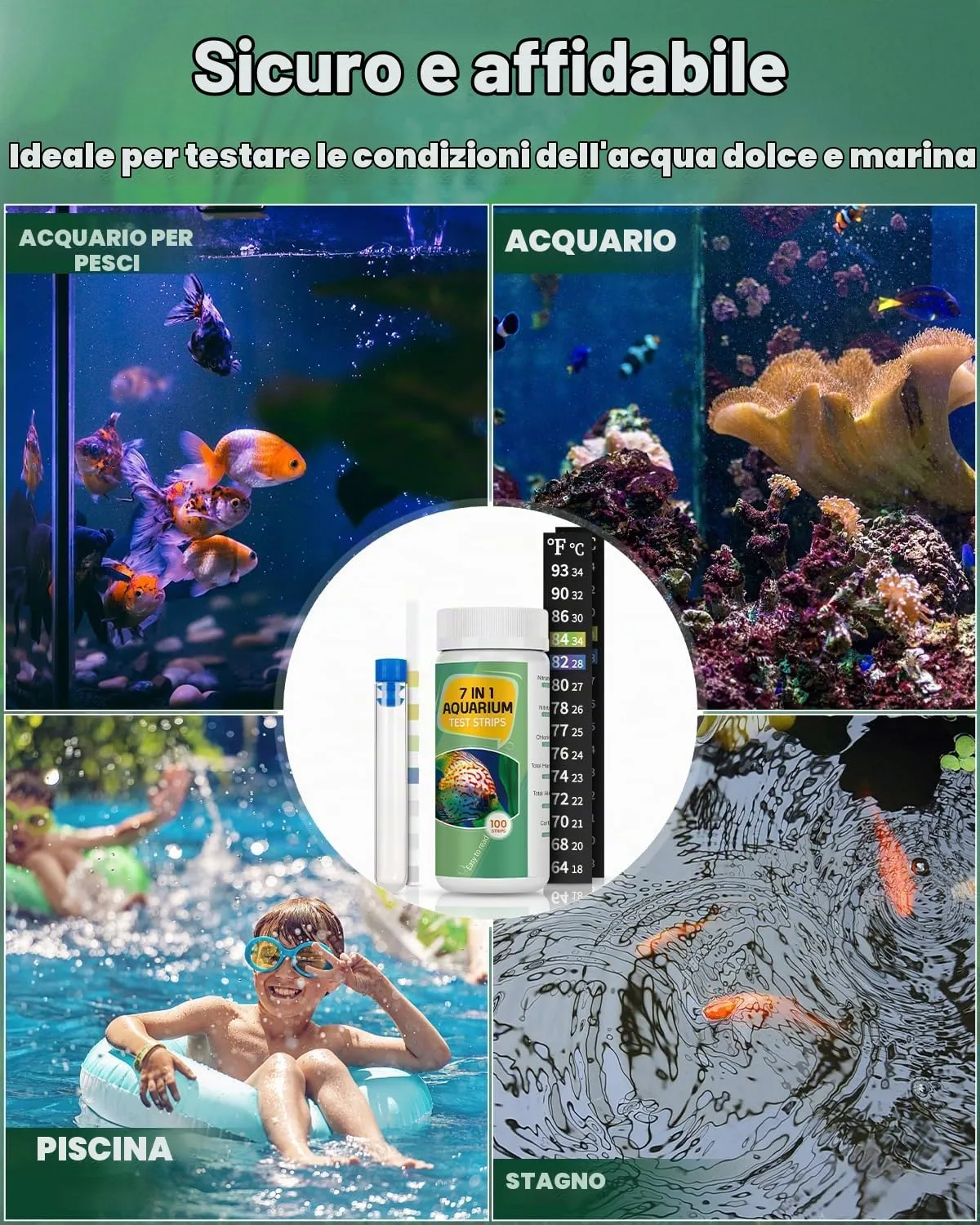 Pawfly 7 in 1 strisce test acquario 100 pz 7 parametri