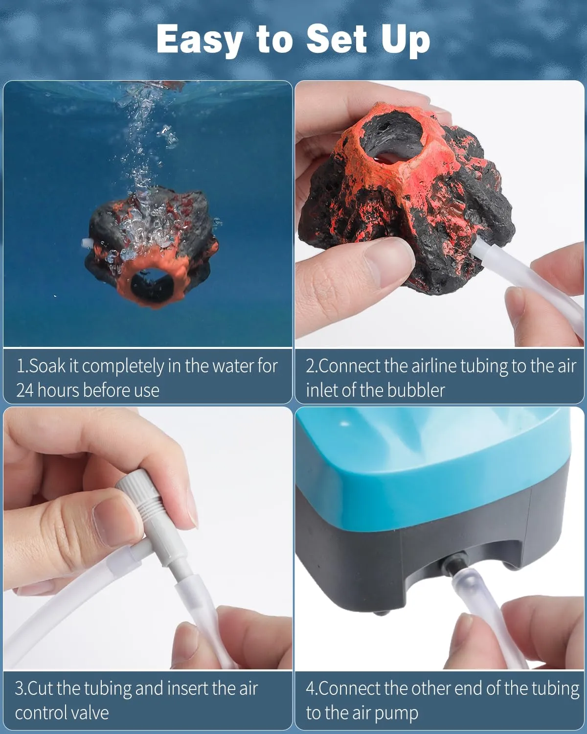 Pawfly Vulcano Decorazione Acquario Resina con Bolle