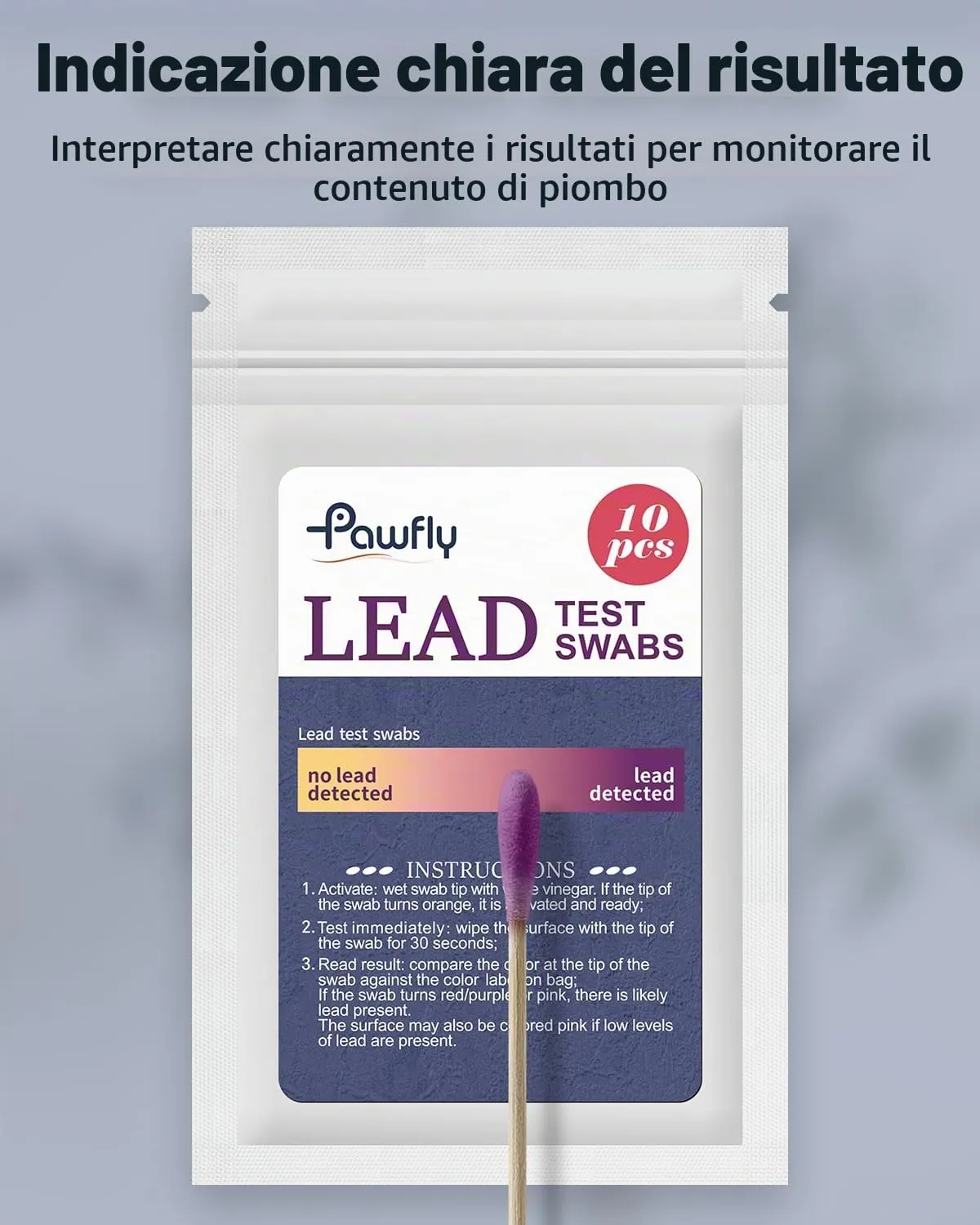 Pawfly Test Piombo Casa 10 Tamponi con Aceto Rapidi