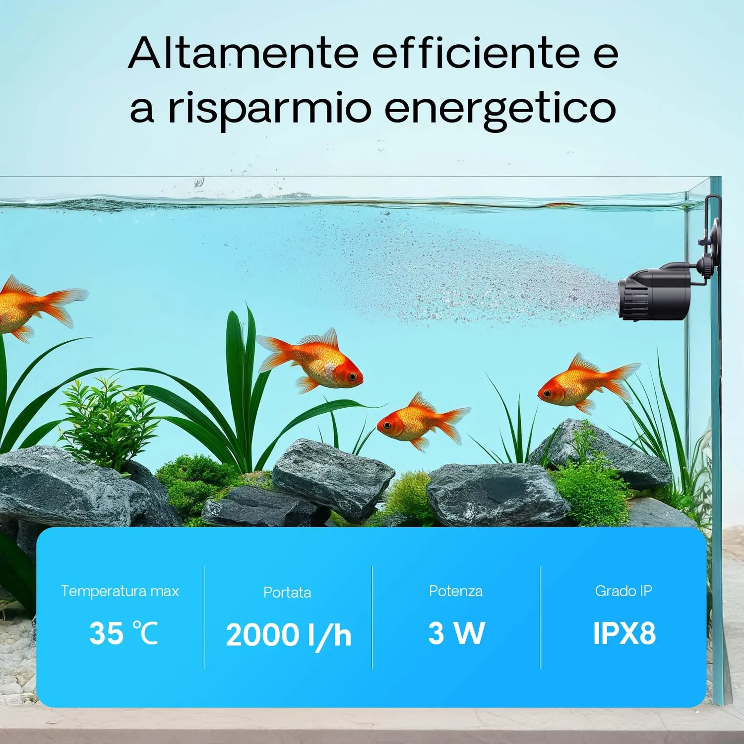 SunSun JVP-110A Pompa Movimento 2000 L/h 3W Ventosa