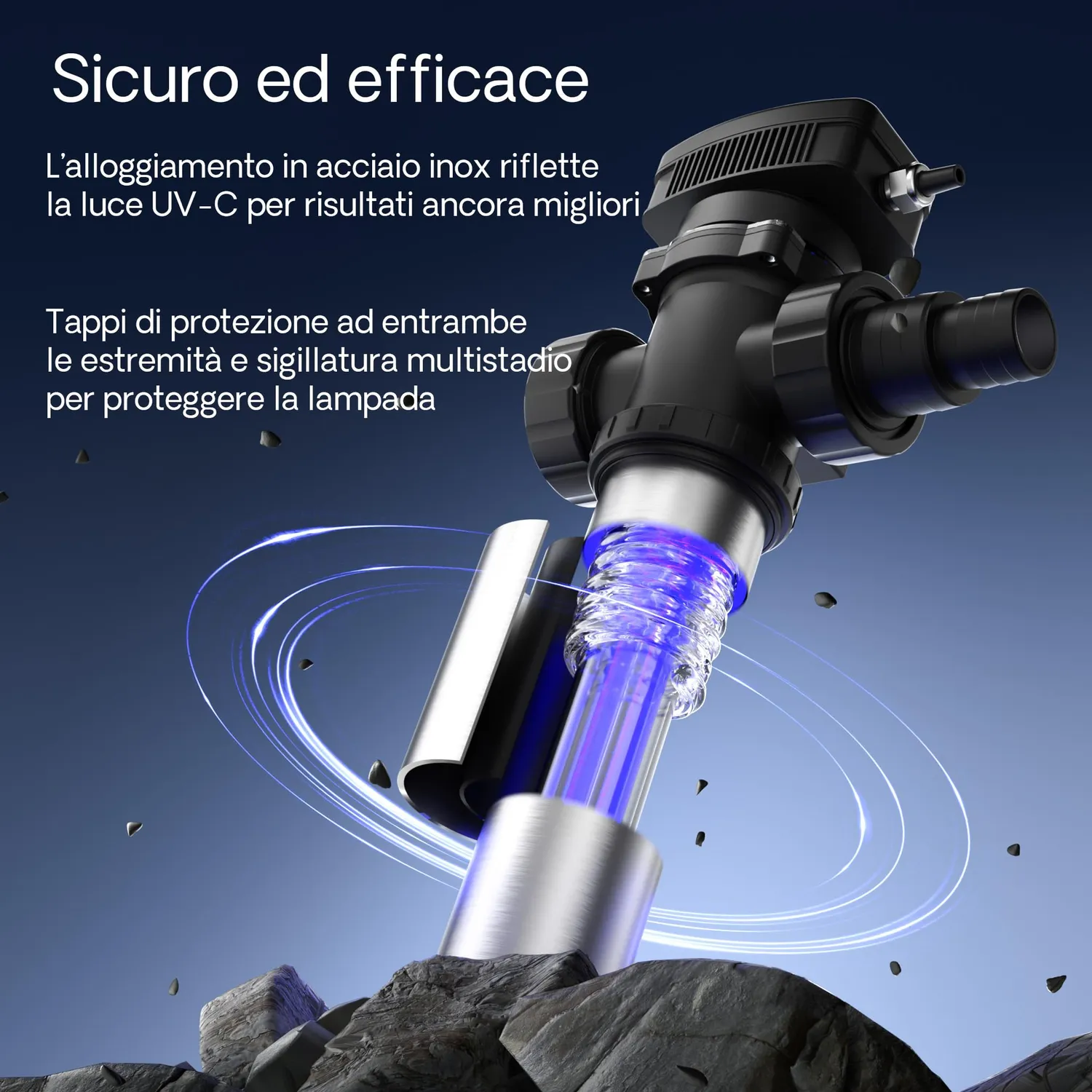 SunSun CUV-772 chiarificatore UV laghetto 72W acciaio inox
