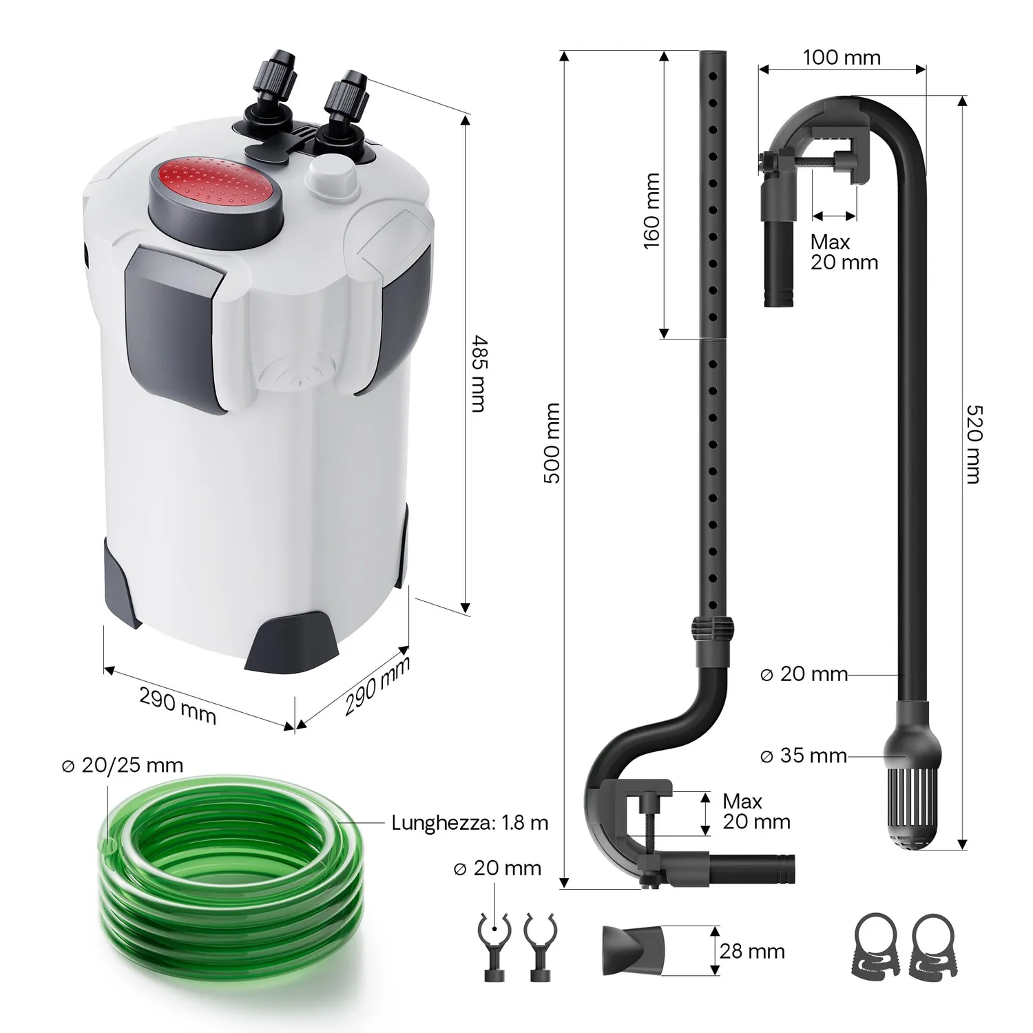 SunSun HW-304 Filtro Esterno Acquario 2000 l/h 55W 4 Stadi