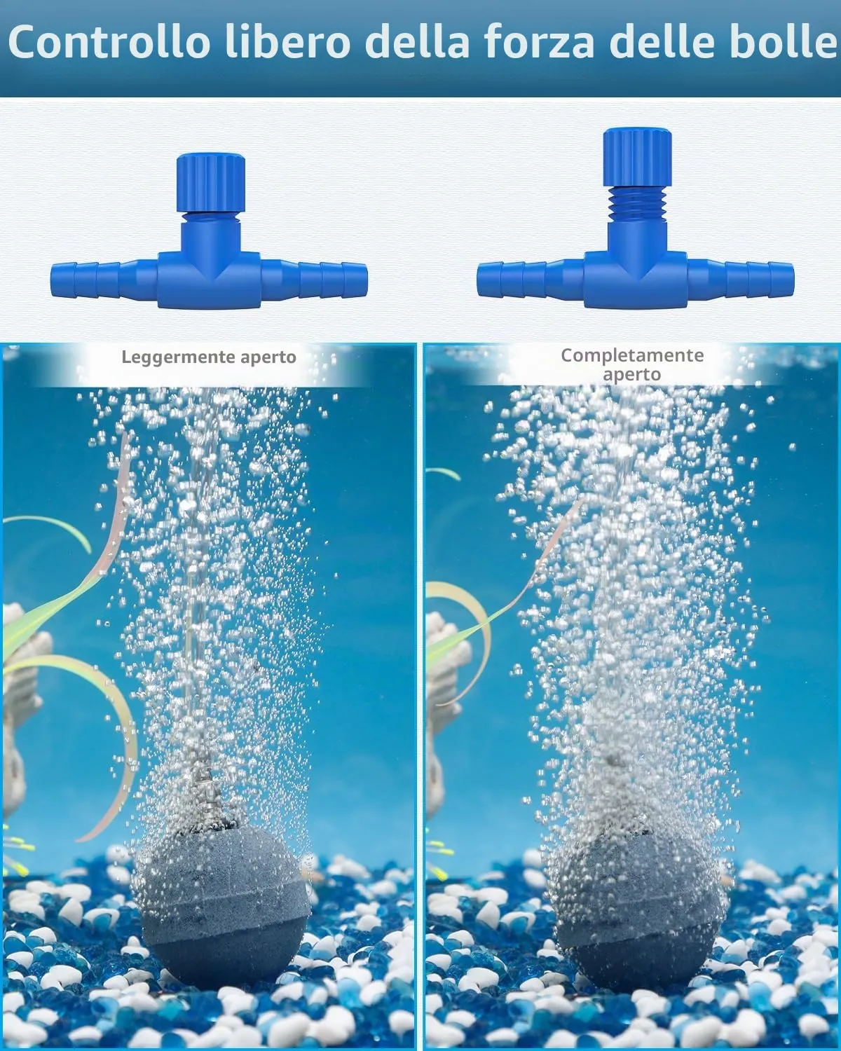 Pawfly Valvola Aria Acquario Blu 5 mm 10 Pezzi