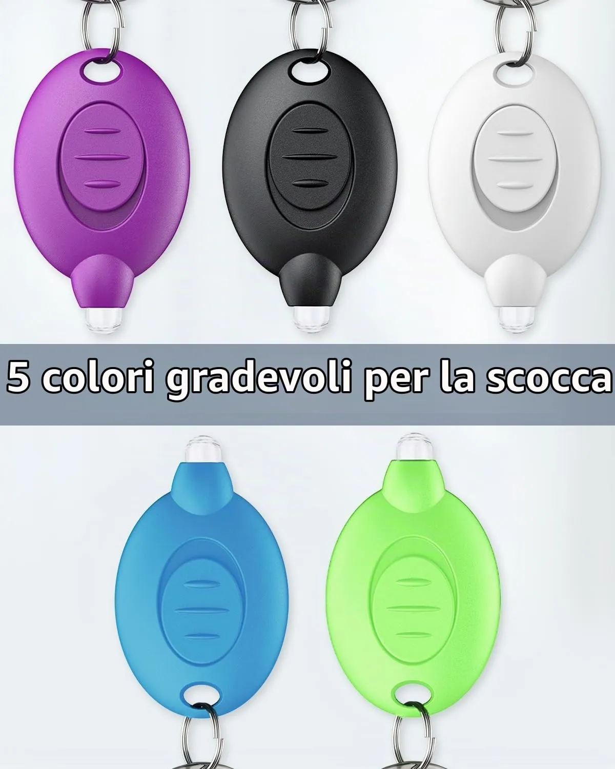 Pawfly torcia LED portachiavi 12 lumen colorata 5 pezzi