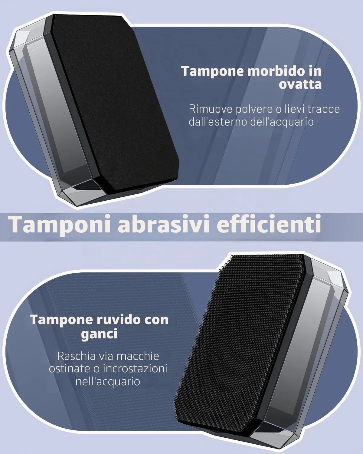 Pawfly pulitore magnetico acquario 6 cm vetro 1 cm nero