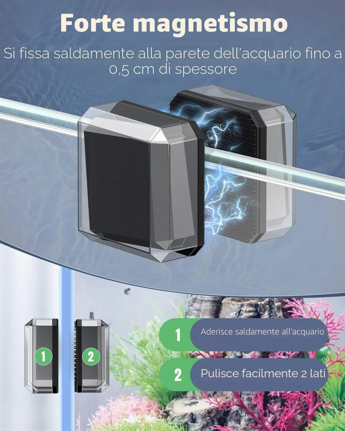 Pawfly Pulitore Magnetico 2,5 cm spazzola vetro 0,5 cm mini