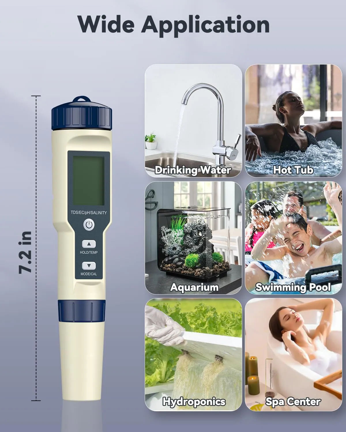 Pawfly Tester Piscina 5 in 1 pH Sale TDS EC Temperatura