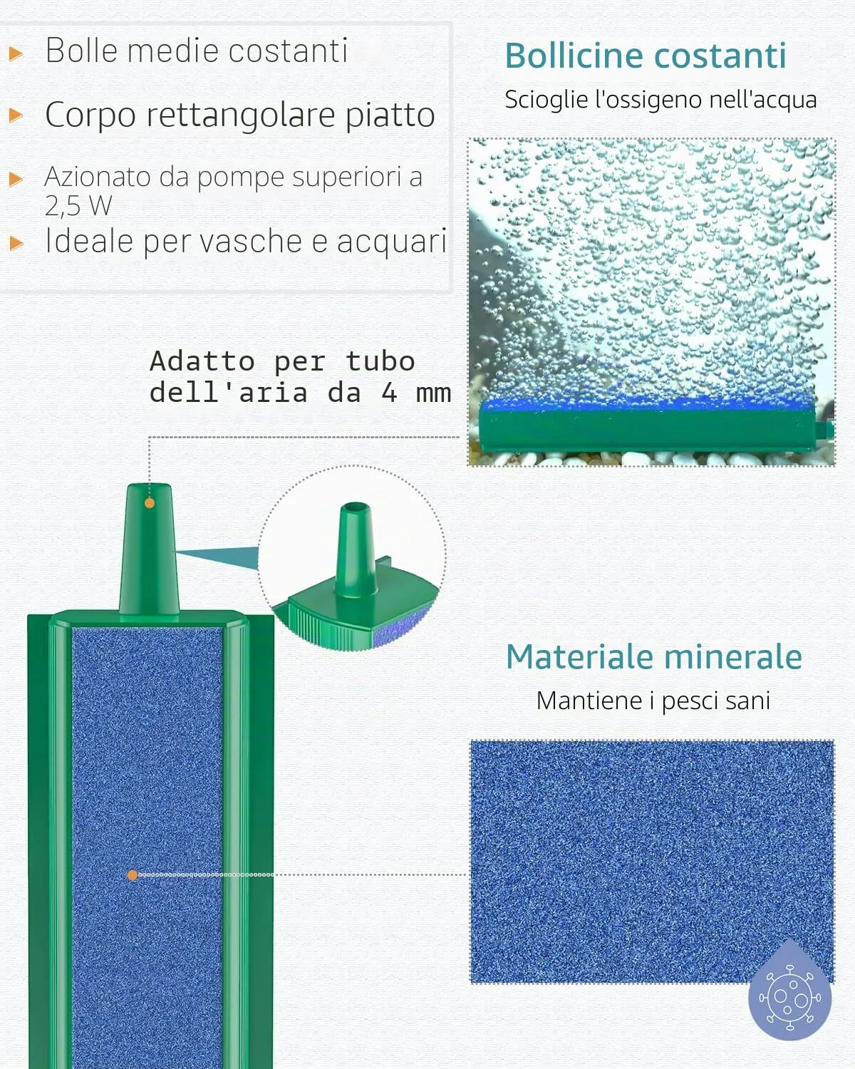 Pawfly Pietra Aria Acquario Barra 10 cm 4 Pezzi