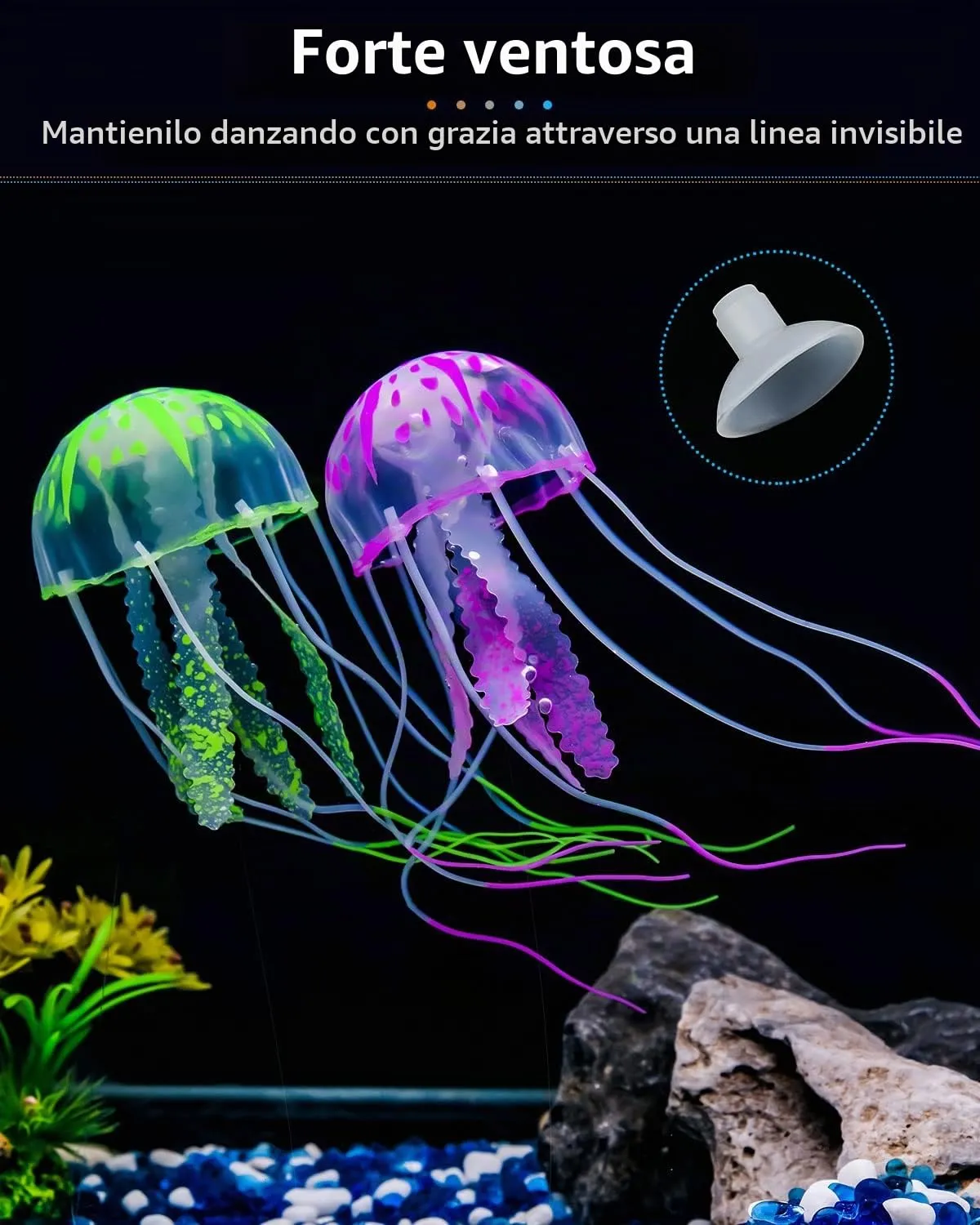 Pawfly meduse decorative acquario 6 pezzi silicone