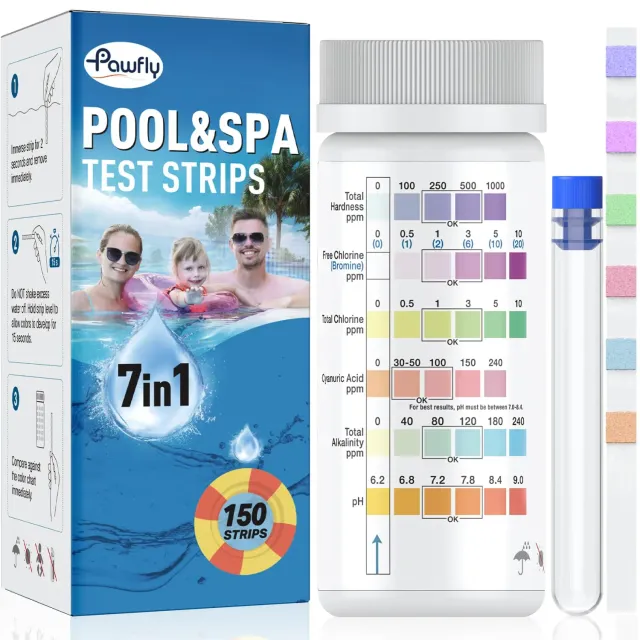 Pawfly 7 in 1 strisce test piscina 150 pezzi