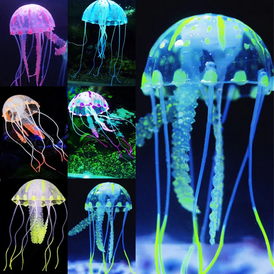 Pawfly meduse decorative acquario 6 pezzi silicone