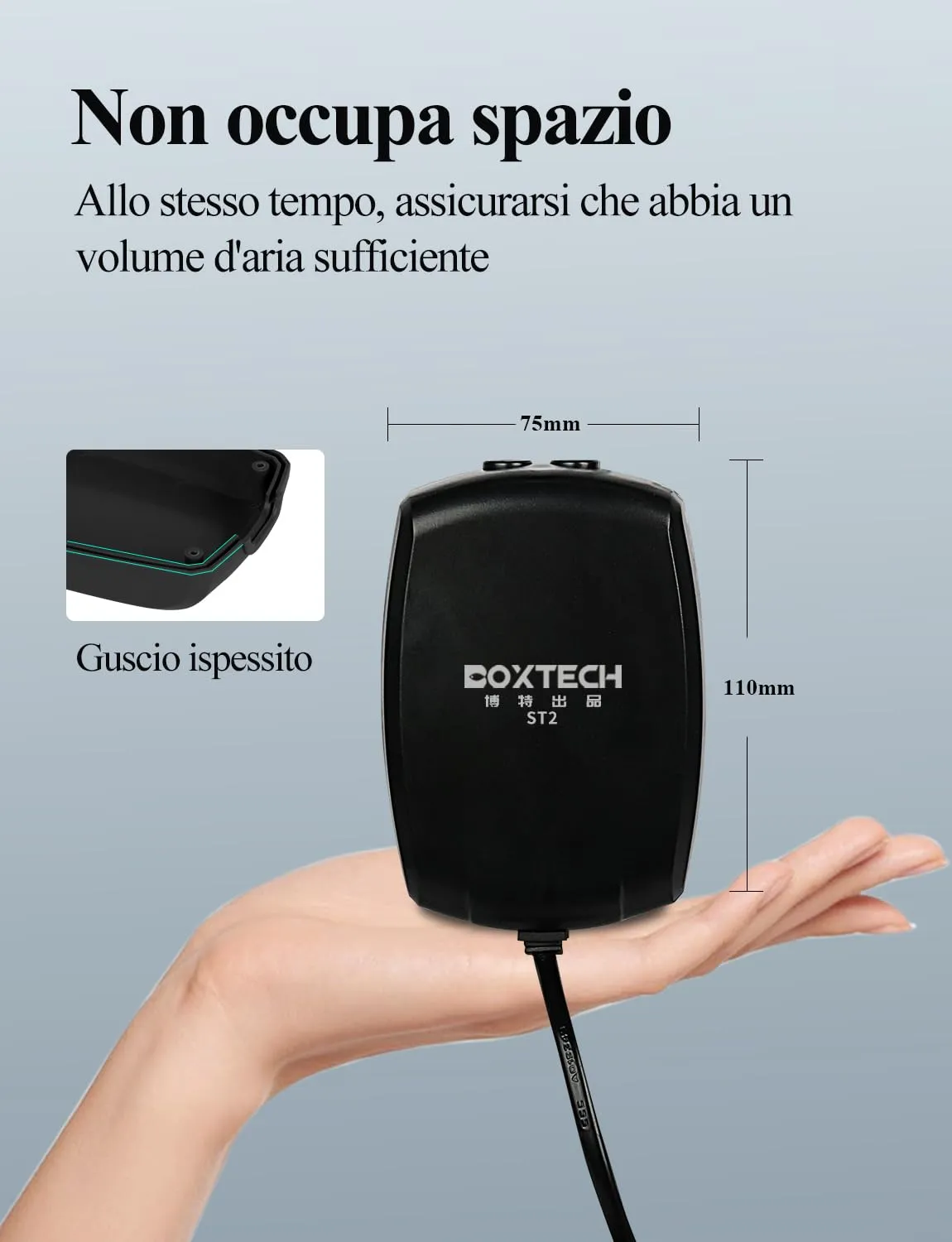Boxtech aeratore acquario mini 2W 1 l/min con pietra e tubo