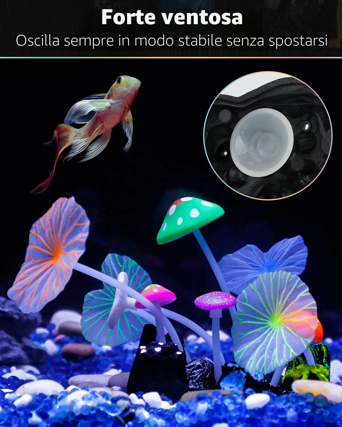 Pawfly fungo e loto decorazione acquario silicone fluorescente