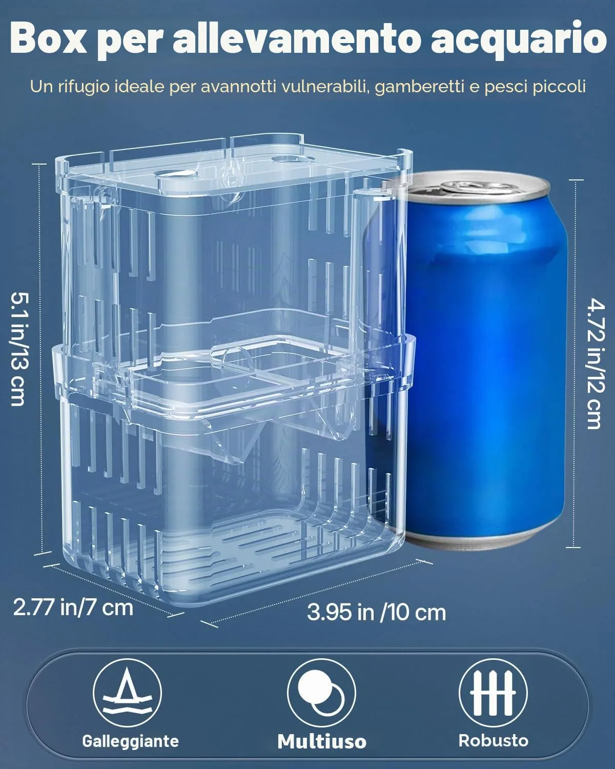 Pawfly Box Allevamento 10x7x13 cm per Avannotti 2 Camere
