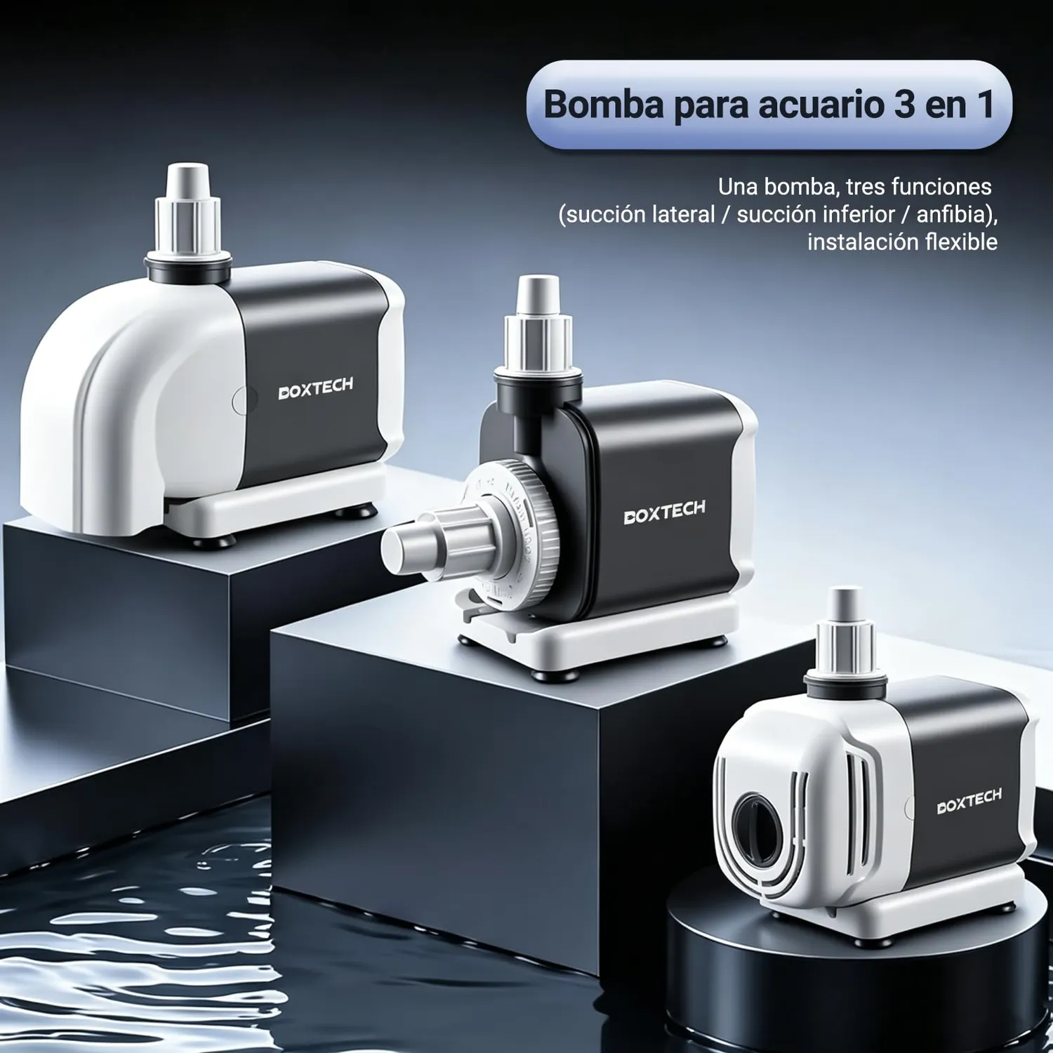 Boxtech pompa acquario 15W 1000 L/h silenziosa 3-in-1