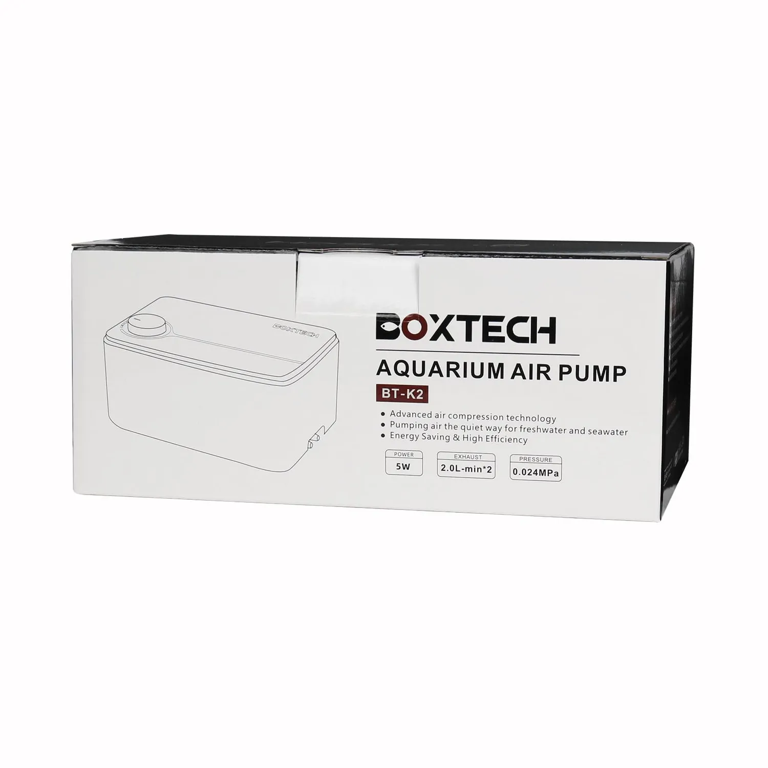 Boxtech Pompa Aria Acquario 5W Bianca 2 Uscite Regolabile