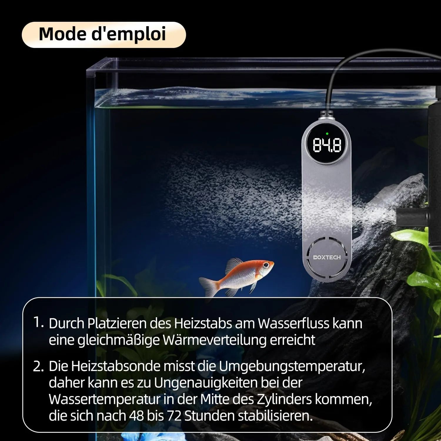 boxtech riscaldatore acquario 100W 35-80 L display