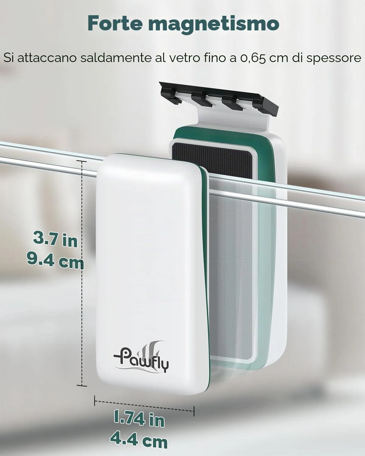 Pawfly pulitore magnetico acquario vetro fino 0,65 cm