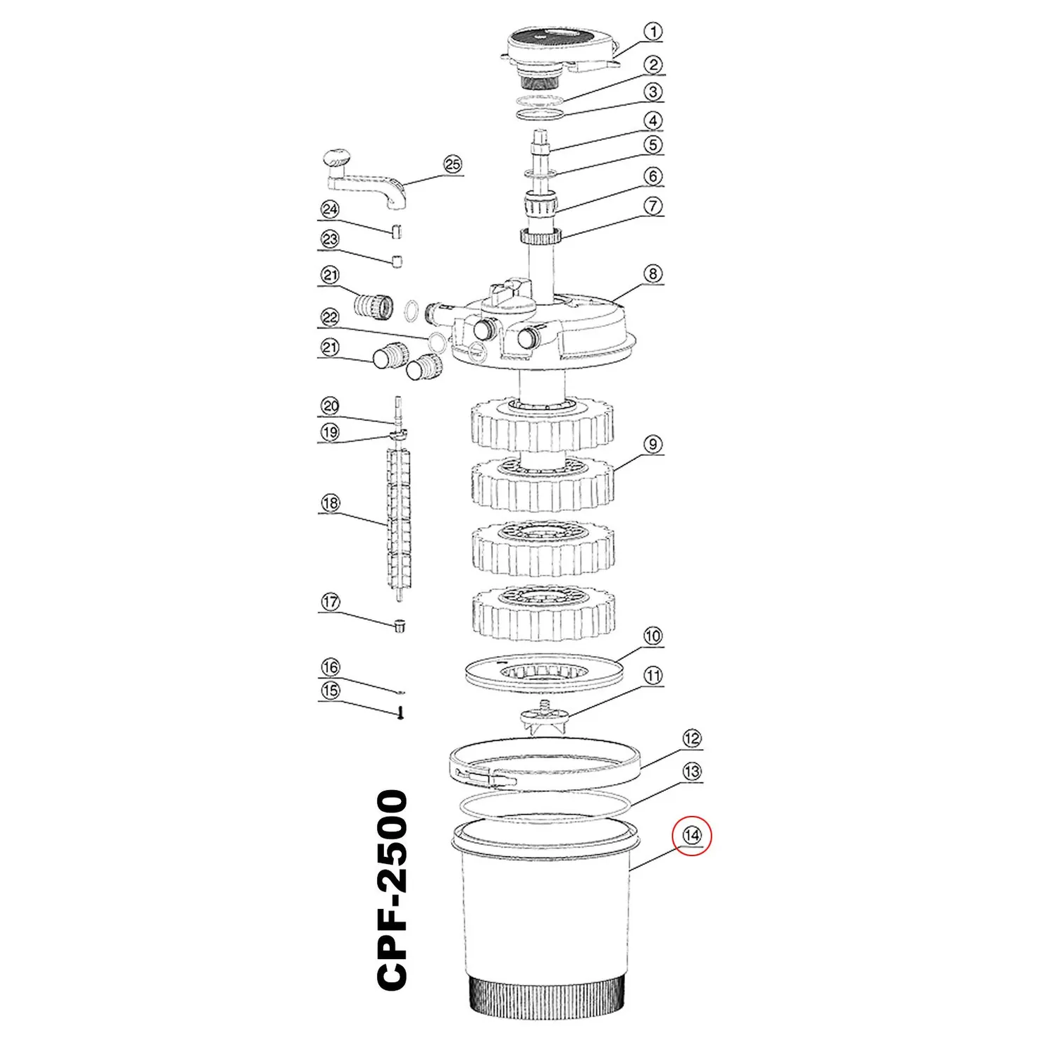 SunSun CPF-2500 Contenitore Filtro a Pressione da Laghetto