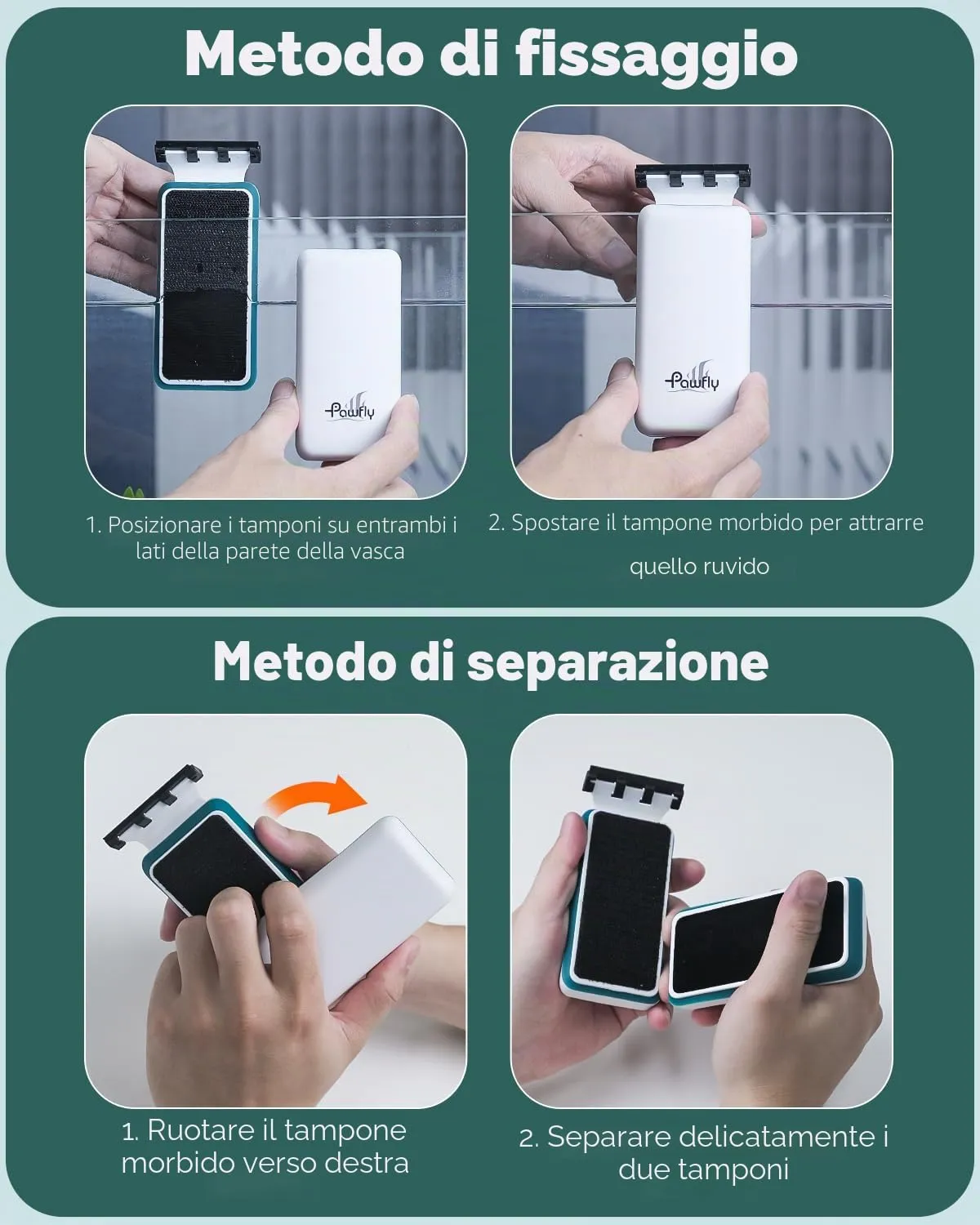 Pawfly pulitore magnetico acquario vetro 0,65-1,3 cm